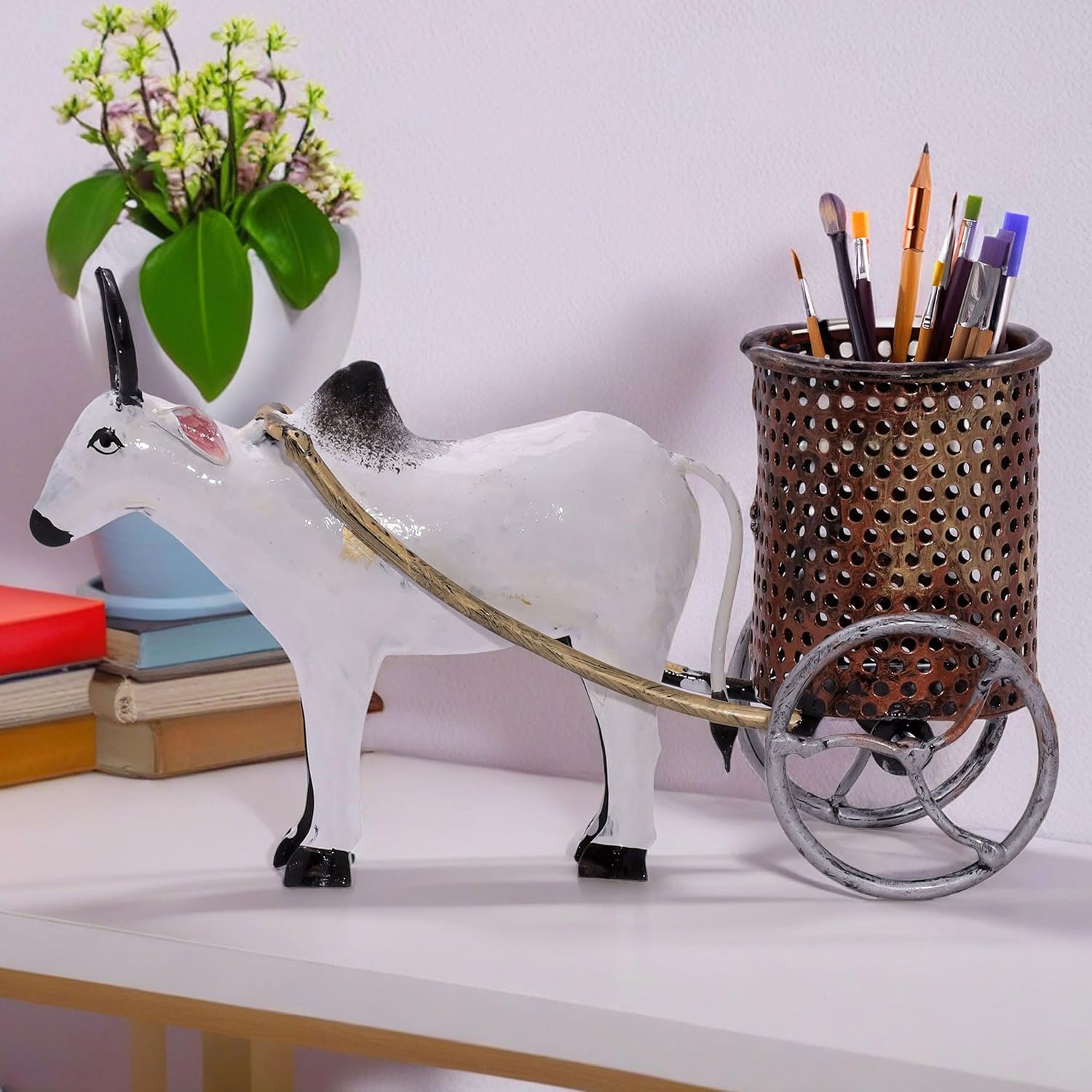 Desk Pen Stand Stationery Holder Paint Brush Office Supplies Pencil Case for Desk Study Table Office Work Organizer Home Decor (Bullock Cart) — photo — 3 of 7