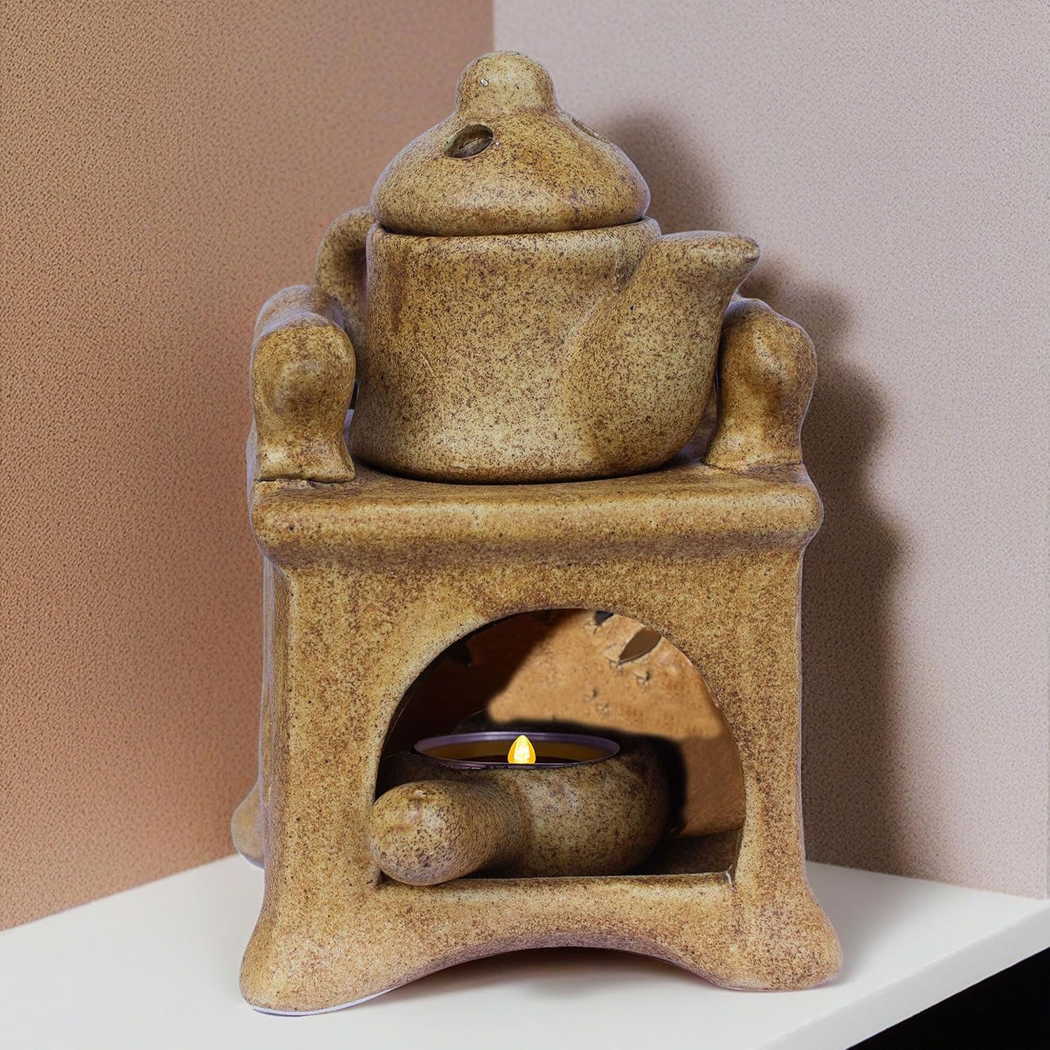 Teapot Oil Diffuser for Home Fragrance, Tealight Candle Oil Burner Aroma Diffuser for Serenity, Wellness Gift, Indoor Fragrance (Ceramic) — photo — 8 of 8