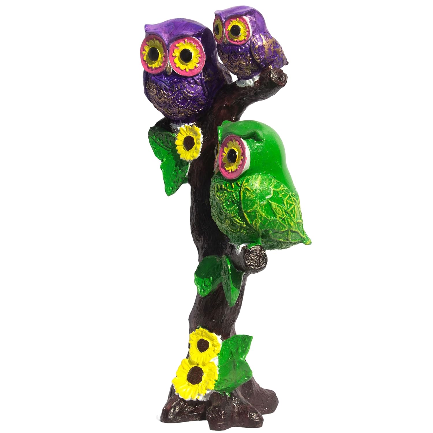 Enchanting Trio Owl Figurine on a Tree - Polyresin Wisdom Owls Showpiece, 11" Vibrant Decor for Home, Living Room, Study Table and Office (The 3 Owls) — photo — 5 of 7