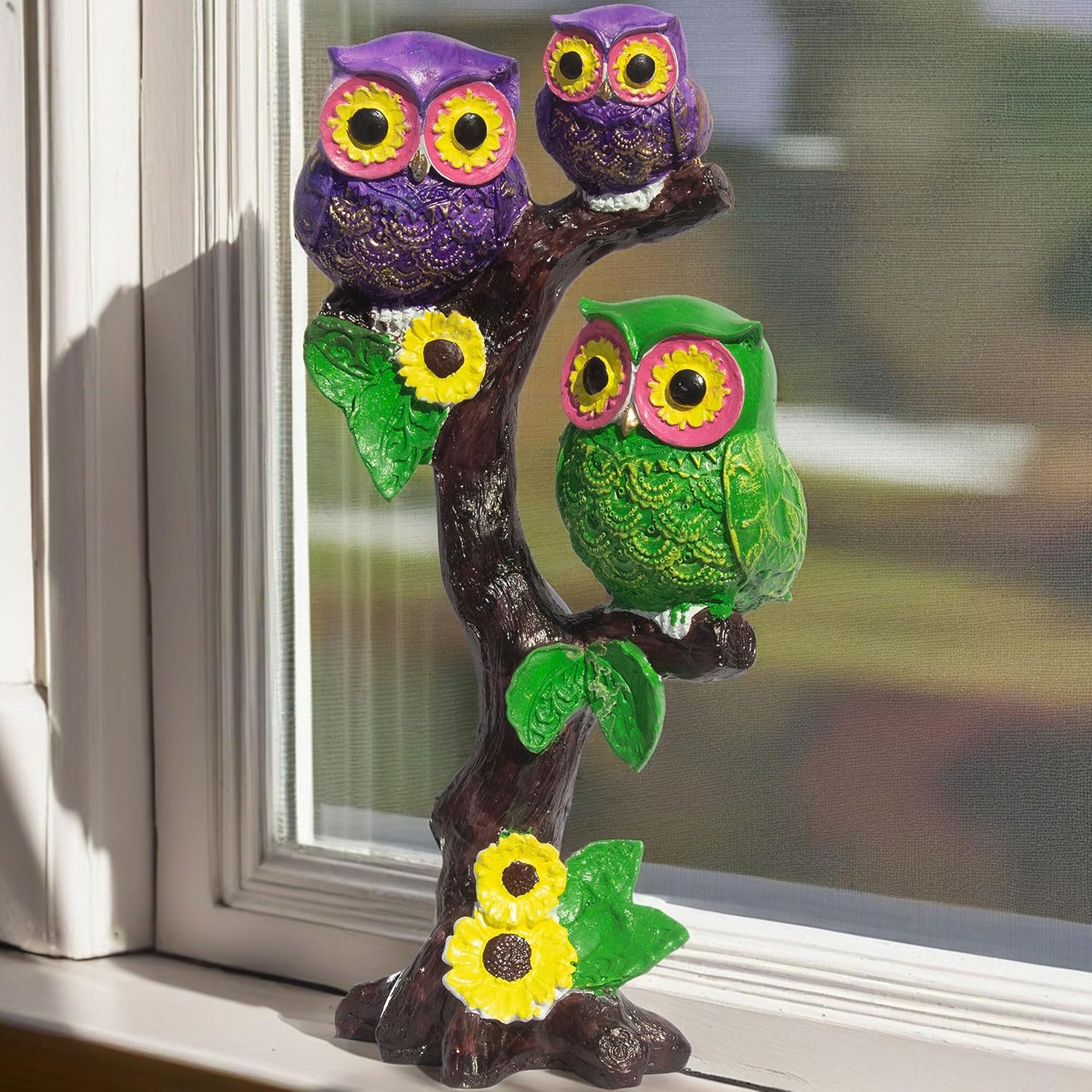 Enchanting Trio Owl Figurine on a Tree - Polyresin Wisdom Owls Showpiece, 11" Vibrant Decor for Home, Living Room, Study Table and Office (The 3 Owls) — photo — 6 of 7