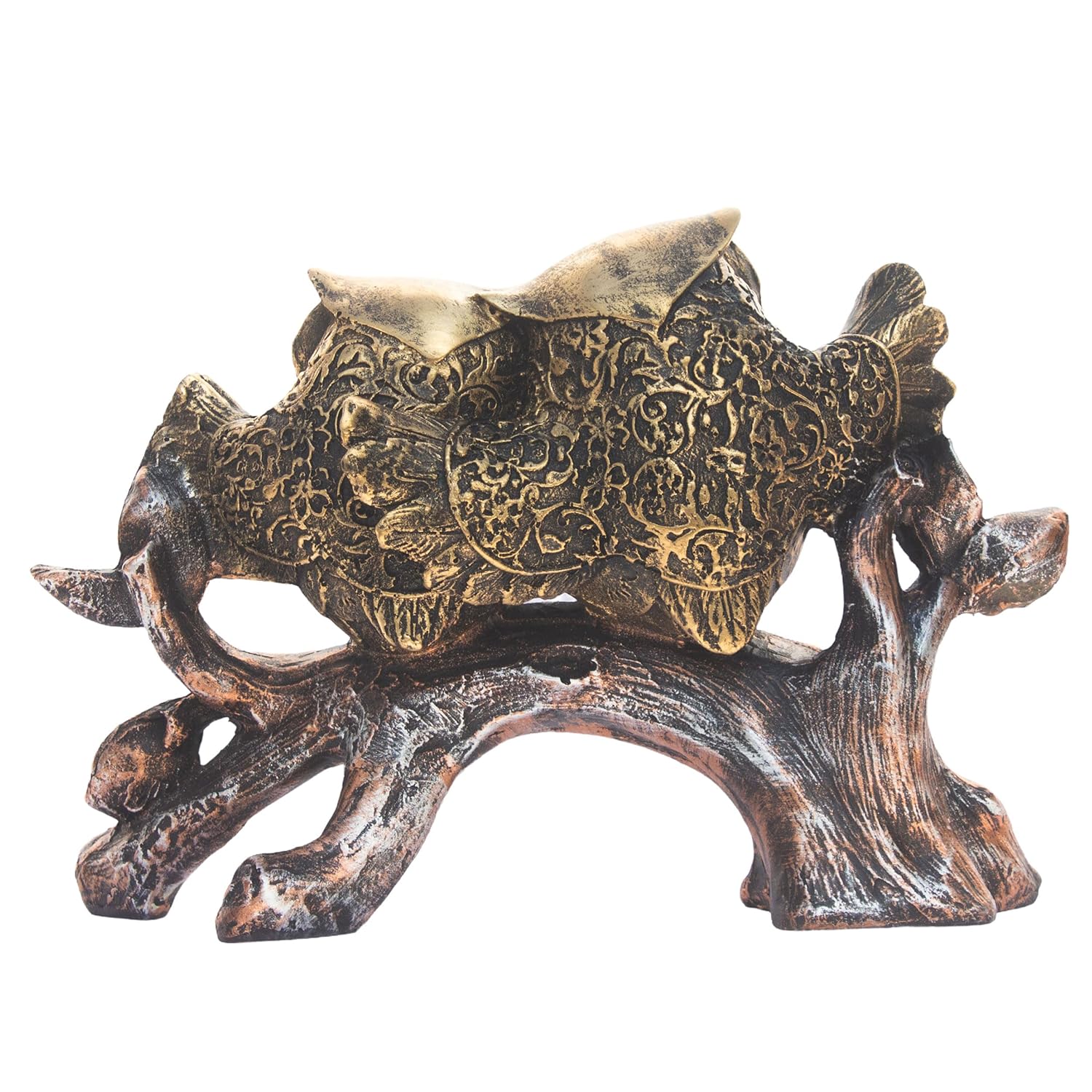 The Two Owls on a Bark Showpiece - Polyresin Owl Statue for Home, Living Room Decor, Study Table and Office (2 Owls on Branch) — photo — 8 of 8
