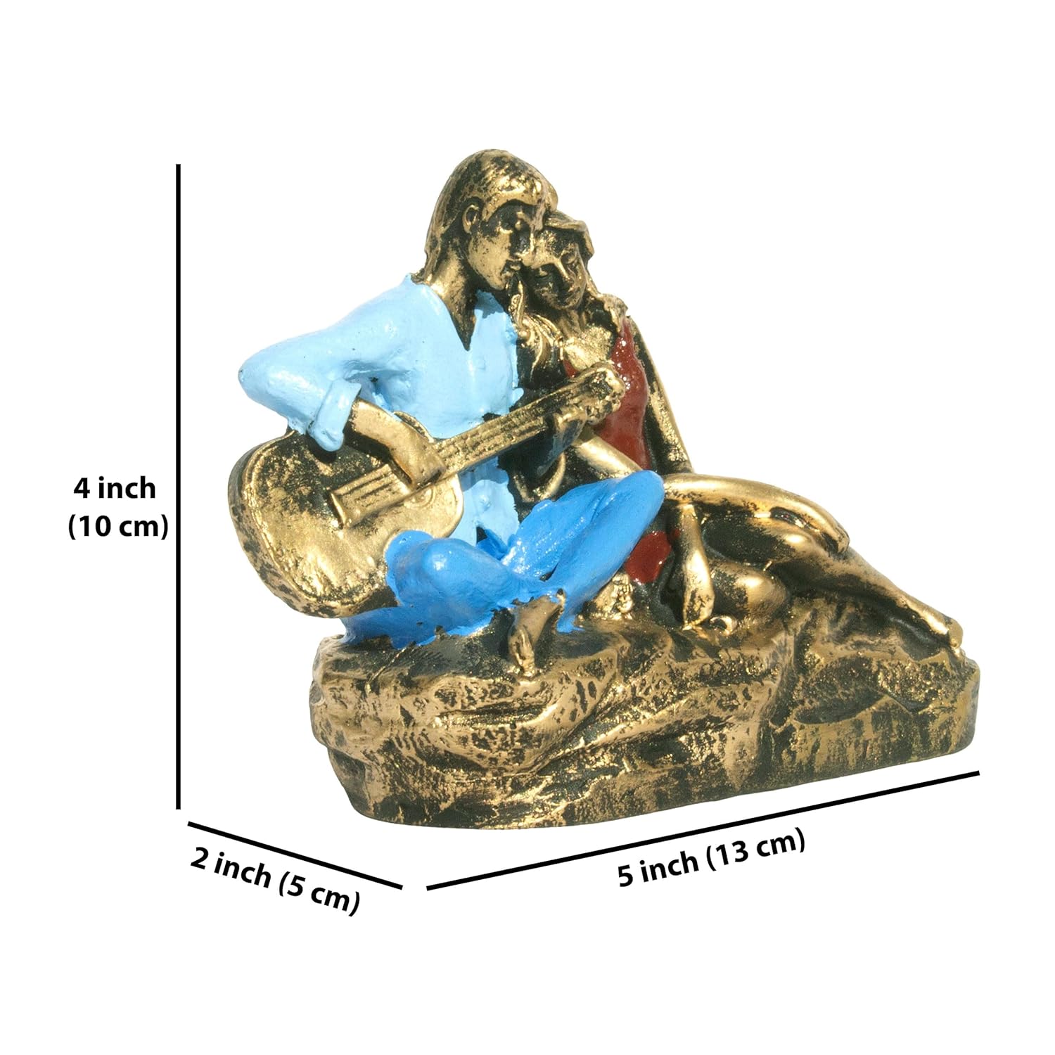 Romantic Polyresin Couple Figurine with Guitar - Hand-Painted Love Statue Showpiece for Home Decor & Gifts (Guitar Couple) — photo — 8 of 8