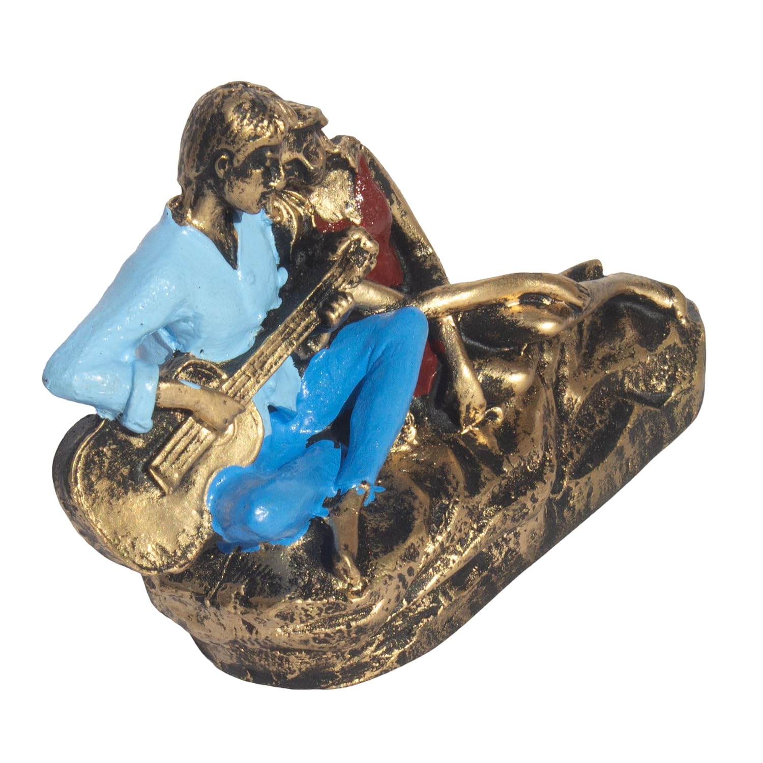 Romantic Polyresin Couple Figurine with Guitar - Hand-Painted Love Statue Showpiece for Home Decor & Gifts (Guitar Couple) — photo — 3 of 8