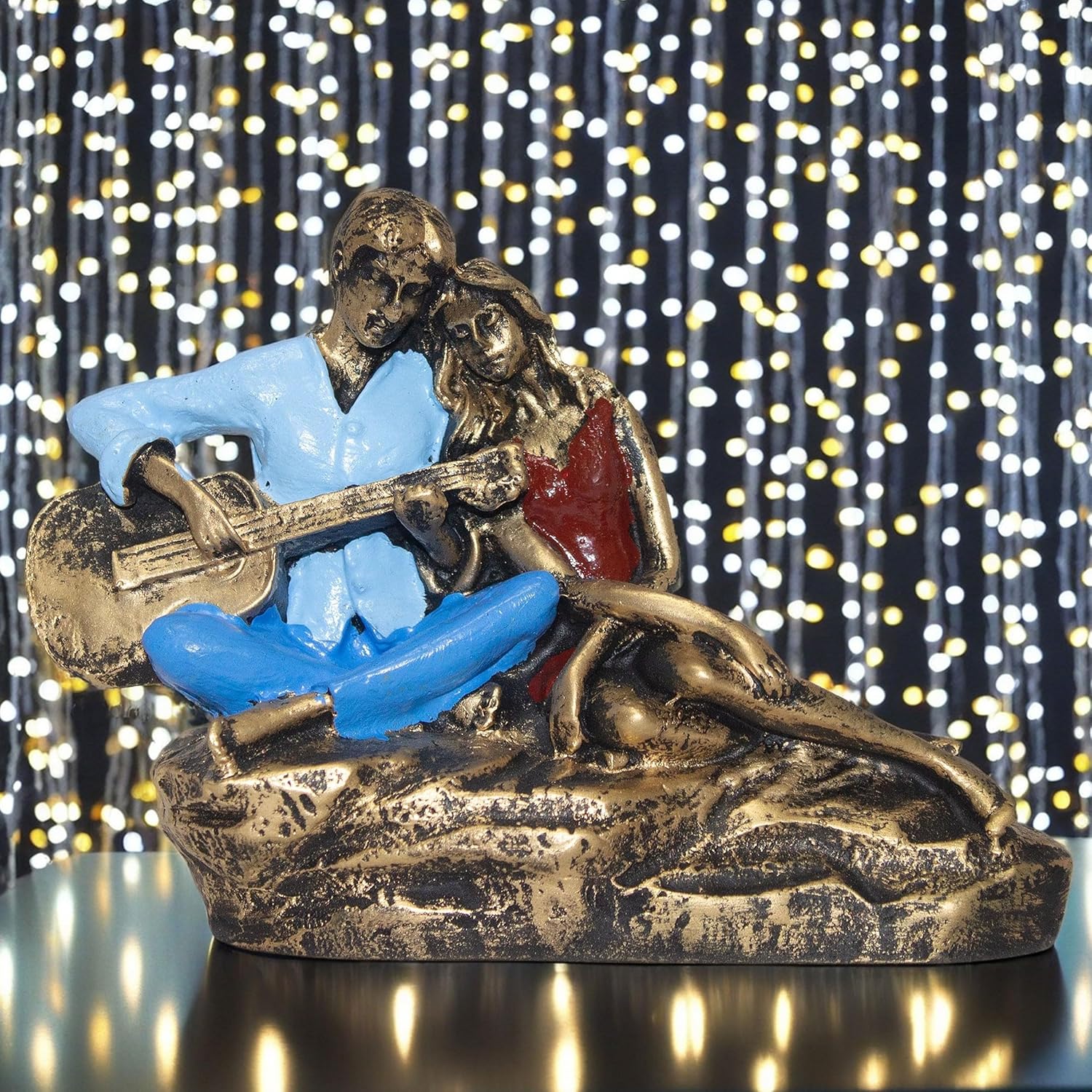 Romantic Polyresin Couple Figurine with Guitar - Hand-Painted Love Statue Showpiece for Home Decor & Gifts (Guitar Couple) — photo — 6 of 8