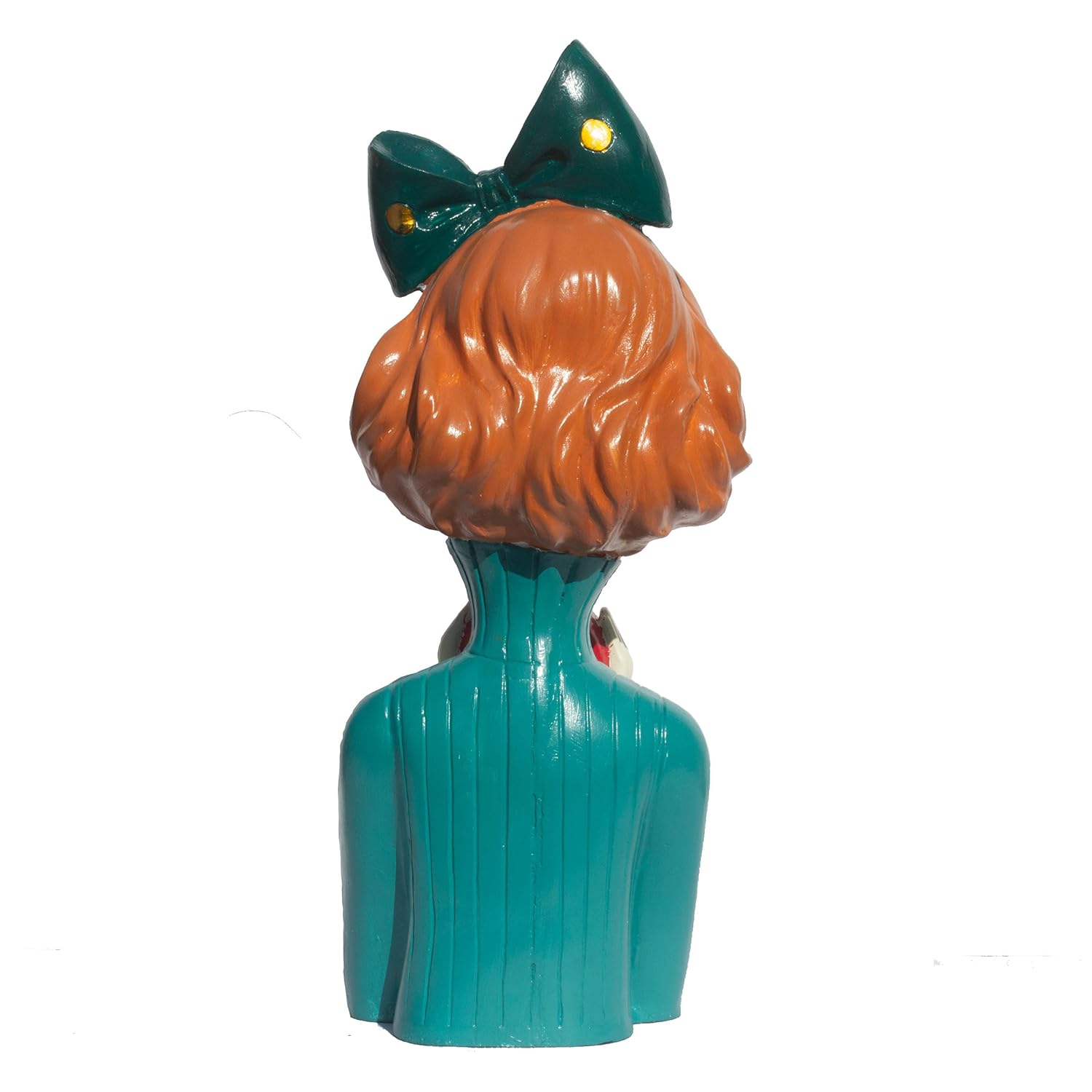 Elegant Resin Girl Figurine with Apple - Art Deco Inspired Home Accent Living Room Tabletop Decorative Item Showpiece (Green, Vintage Lady) — photo — 6 of 7