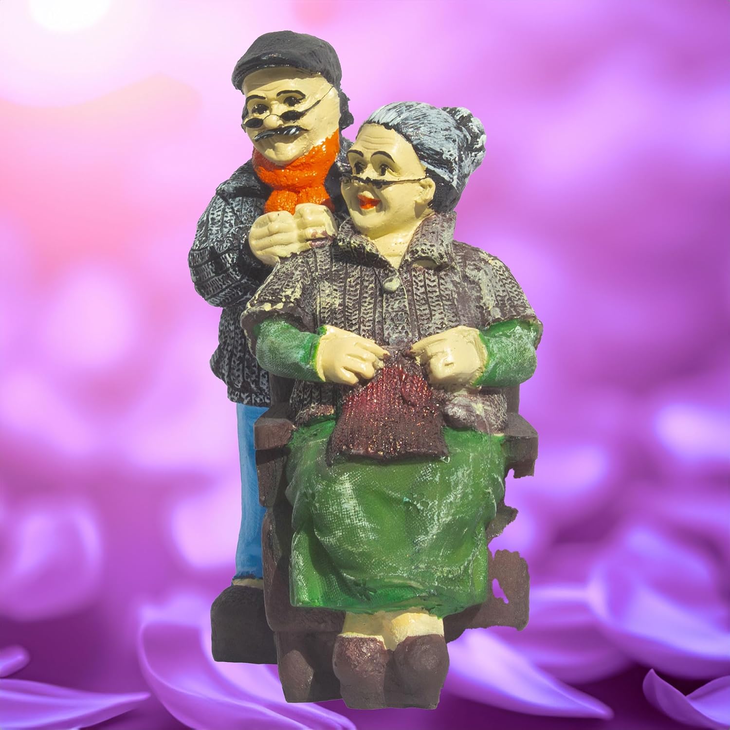 Enduring Companionship Polyresin Elderly Couple Figurine - Nostalgic Heartwarming Home Decor Showpiece for Living Room, Study Table, Gift (Dada Dadi 1) — photo — 4 of 8
