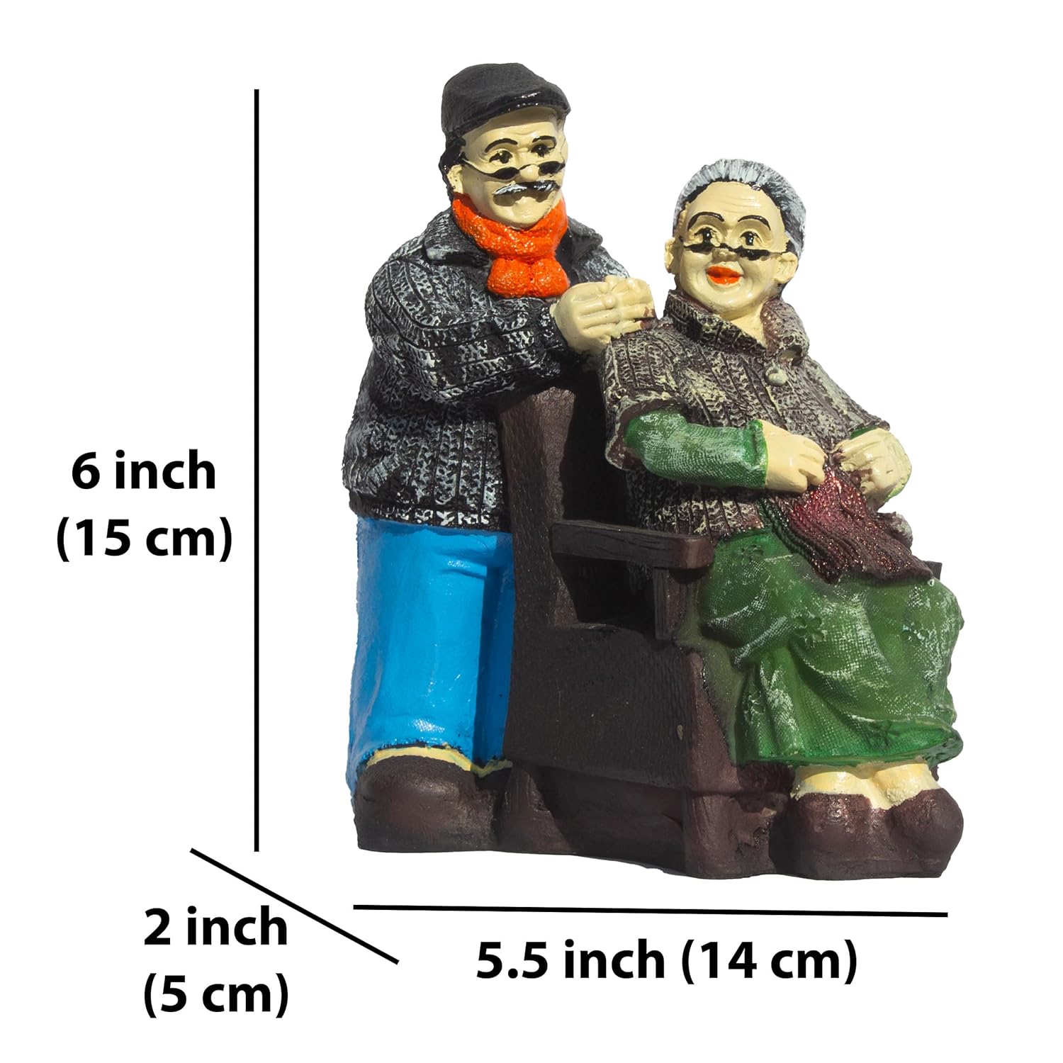 Enduring Companionship Polyresin Elderly Couple Figurine - Nostalgic Heartwarming Home Decor Showpiece for Living Room, Study Table, Gift (Dada Dadi 1) — photo — 7 of 8