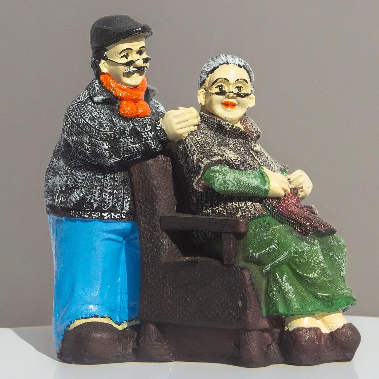 Enduring Companionship Polyresin Elderly Couple Figurine - Nostalgic Heartwarming Home Decor Showpiece for Living Room, Study Table, Gift (Dada Dadi 1) — photo — 5 of 8