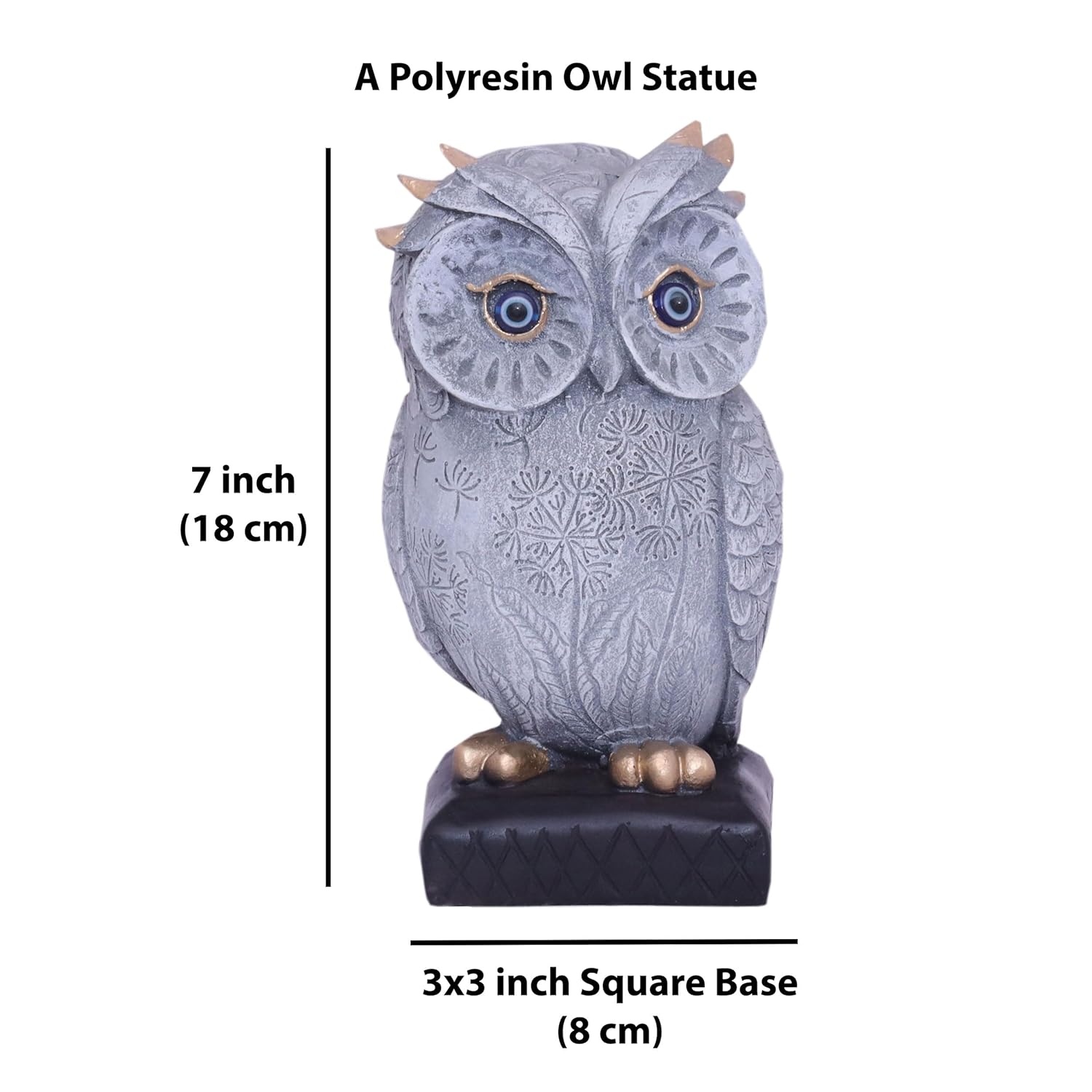 Owl Polyresin Showpiece Item 6" Home Decor Tabletop Statue for Living Room, Study Desk and Office (Owl on Sq Base) — photo — 5 of 7
