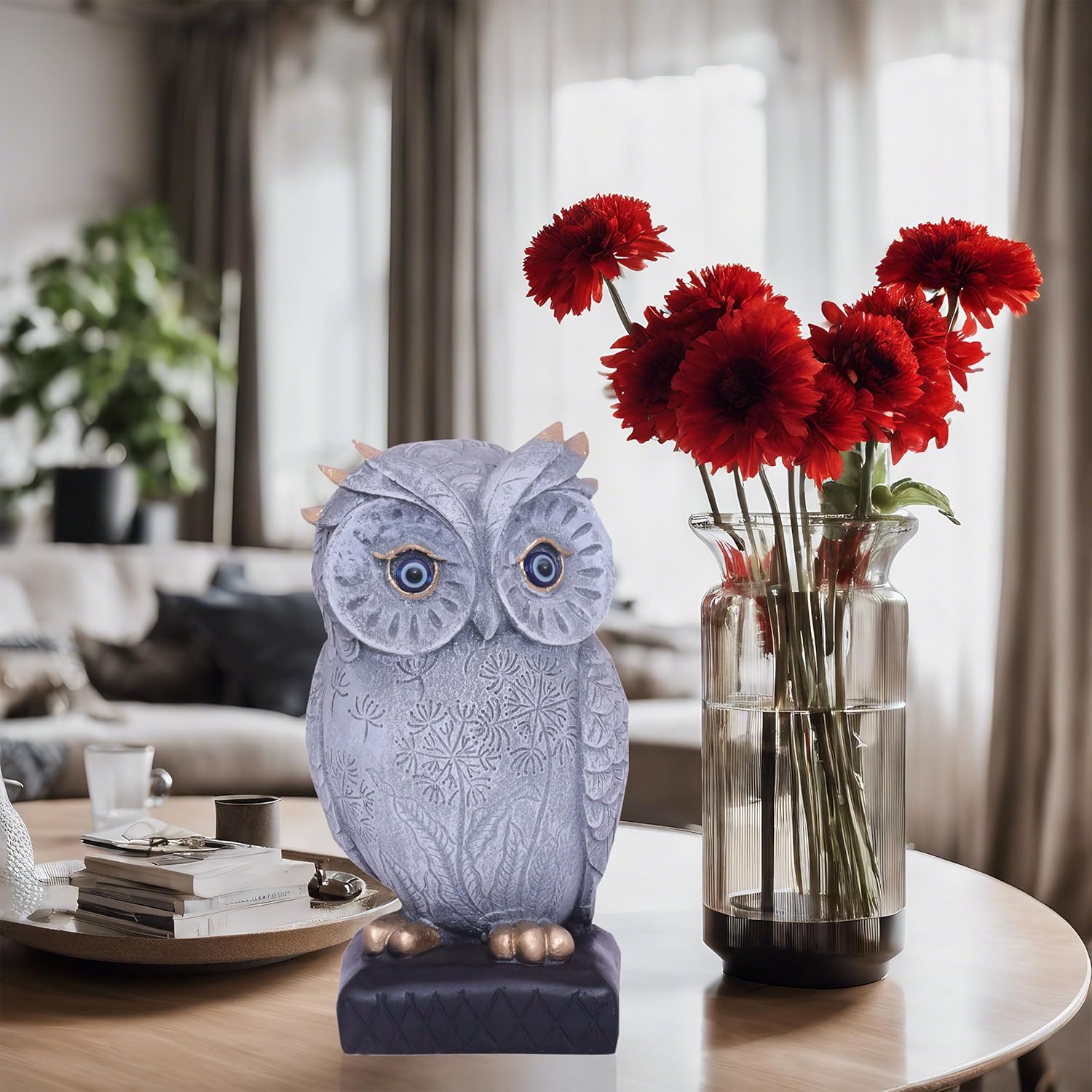 Owl Polyresin Showpiece Item 6" Home Decor Tabletop Statue for Living Room, Study Desk and Office (Owl on Sq Base) — photo — 4 of 7