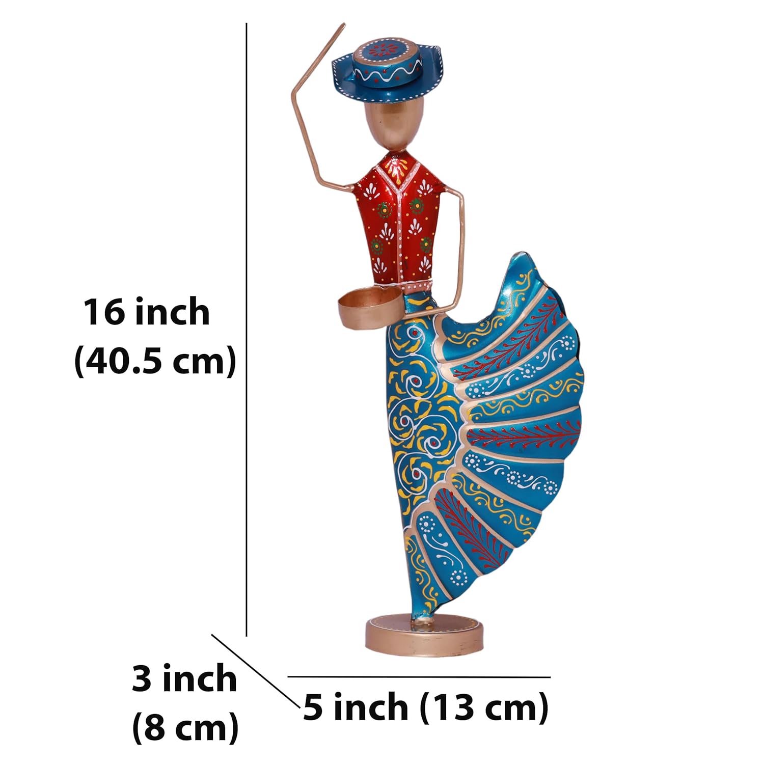 Colorful Dancers Iron Showpiece with Tealight Candle Holder - Decorative Figurine for Home, Celebratory Gift for Anniversary, Festivals & Weddings (Mariachi Dancers) — photo — 4 of 8