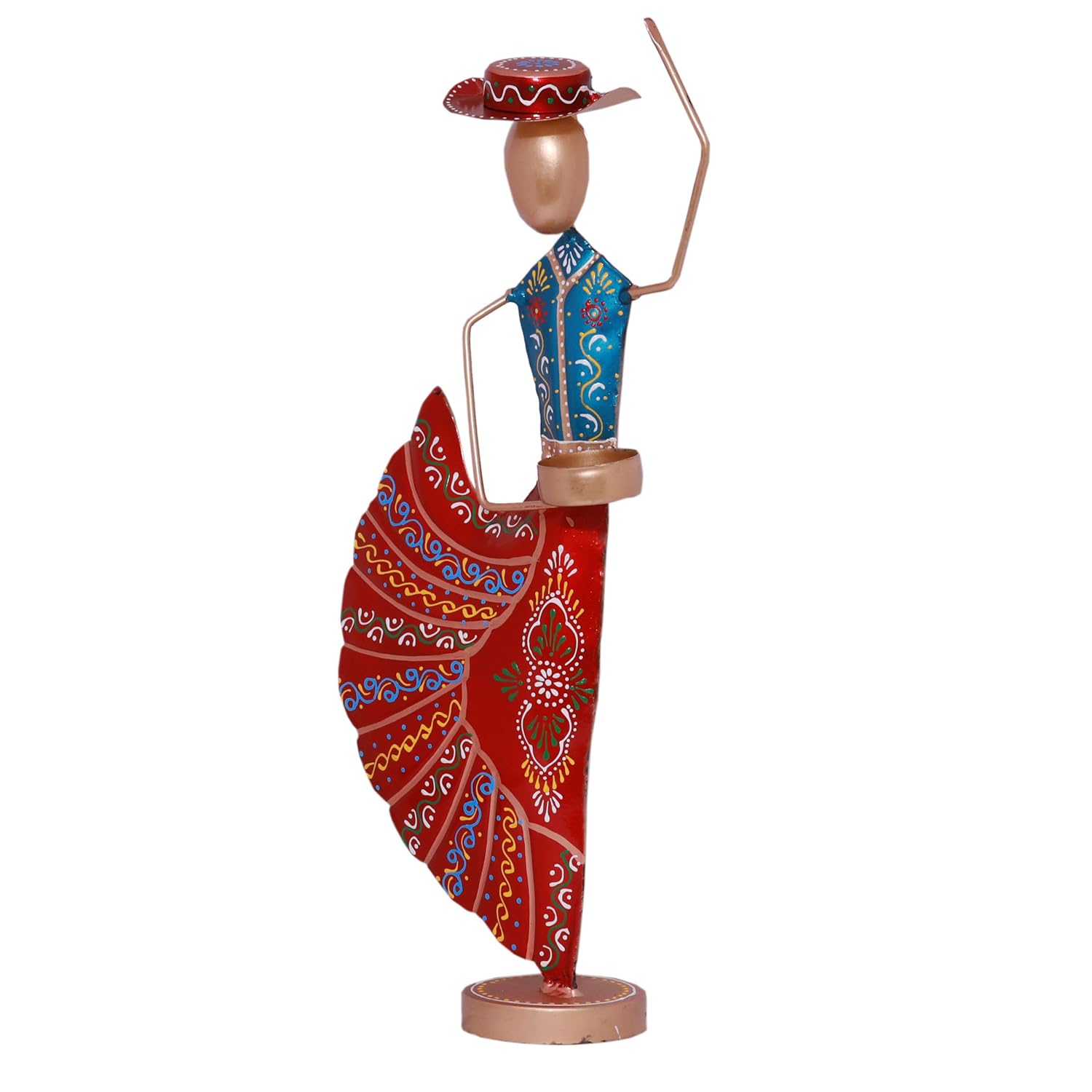 Colorful Dancers Iron Showpiece with Tealight Candle Holder - Decorative Figurine for Home, Celebratory Gift for Anniversary, Festivals & Weddings (Mariachi Dancers) — photo — 5 of 8