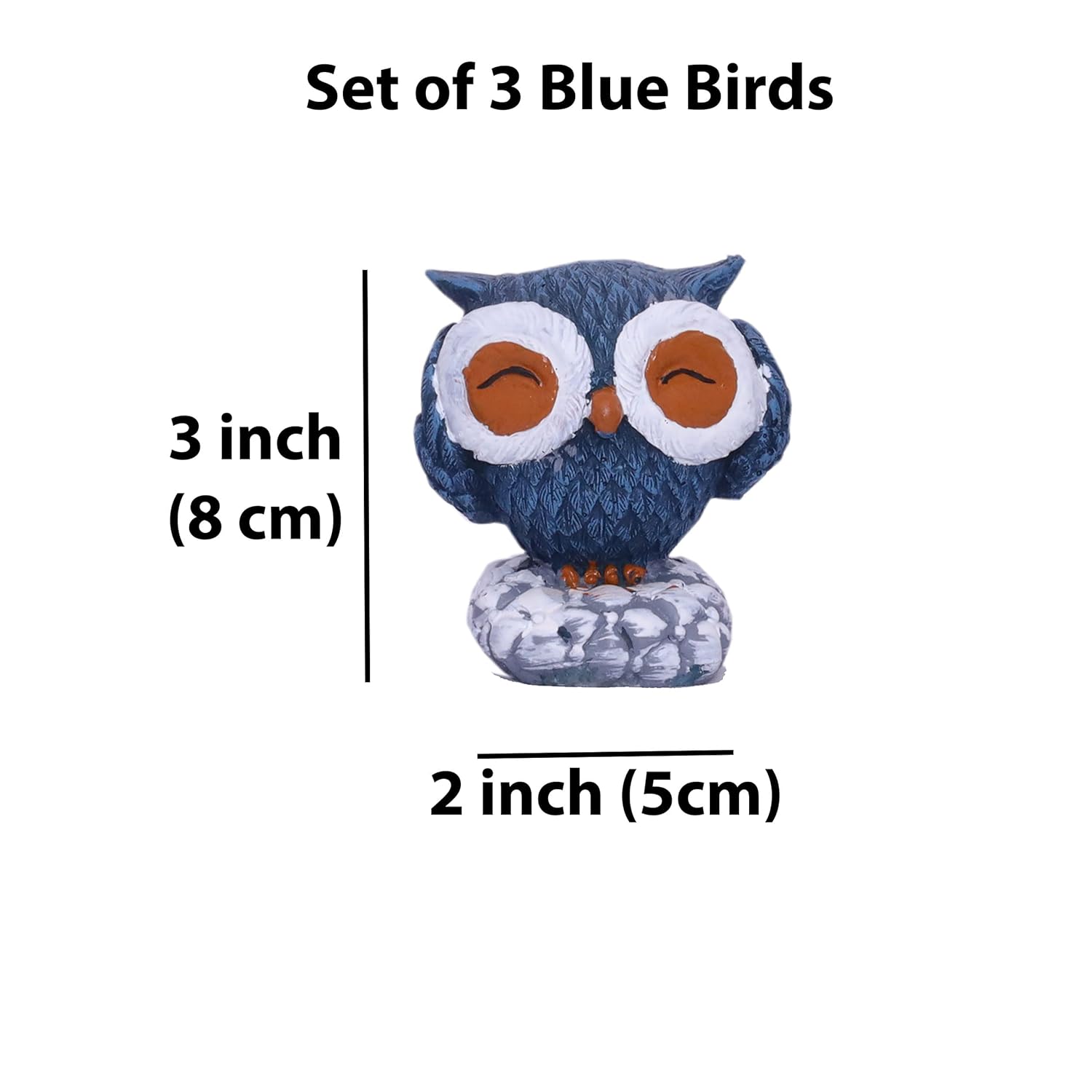 Charming Trio of Wisdom Owls - Hand-Finished Deep Blue Decorative Figurines with Textured Plumage - Perfect for Bookshelf, Desk, Home Decor - Symbolic Artisanal Owl Statues — photo — 8 of 8