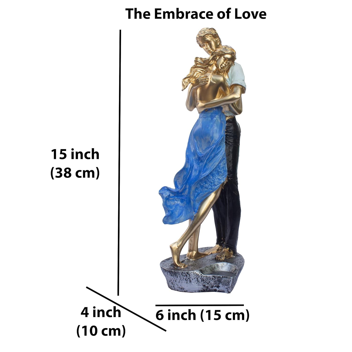 Romantic Embrace Couple Figurine - Hand-Painted Love and Affection Statue Showpiece for Home Decor (Love is Blue) — photo — 4 of 8
