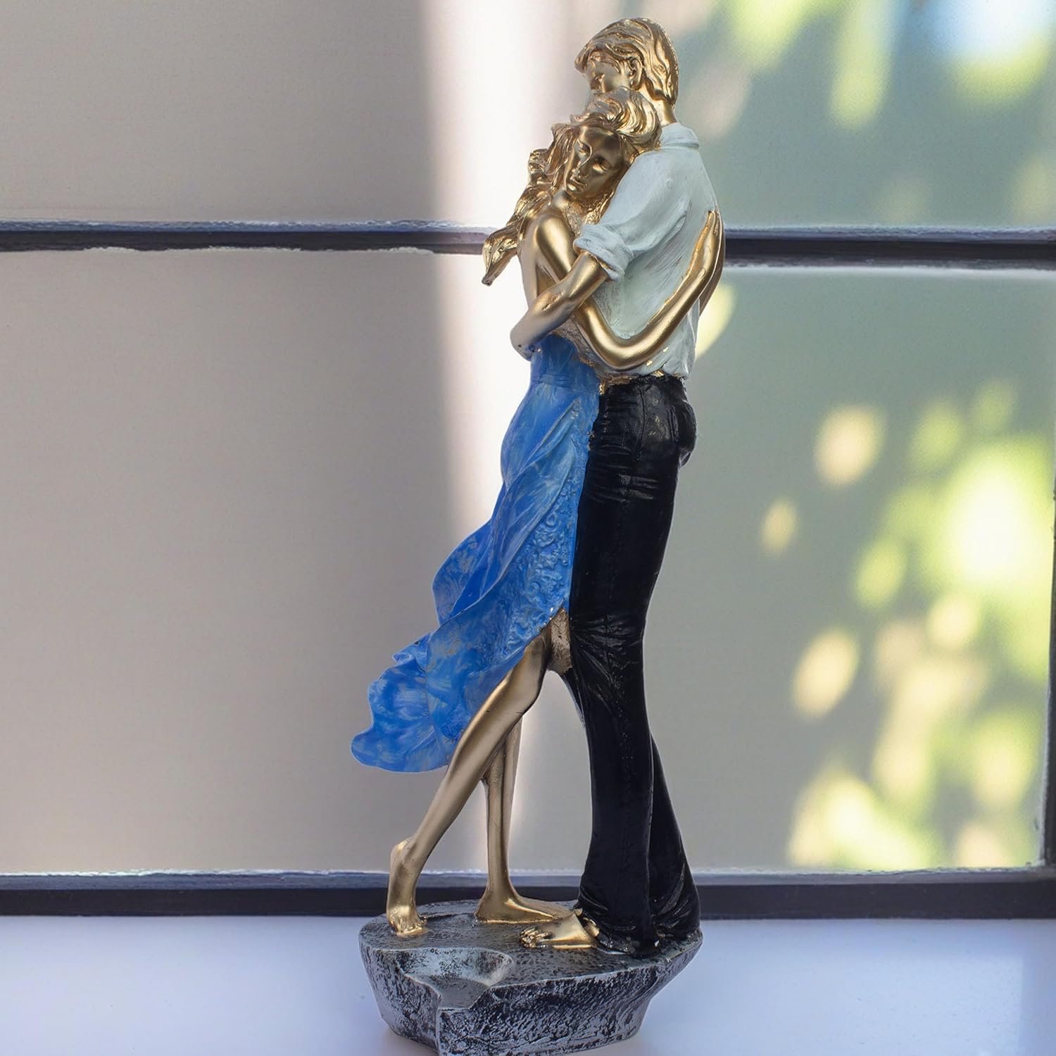Romantic Embrace Couple Figurine - Hand-Painted Love and Affection Statue Showpiece for Home Decor (Love is Blue) — photo — 7 of 8