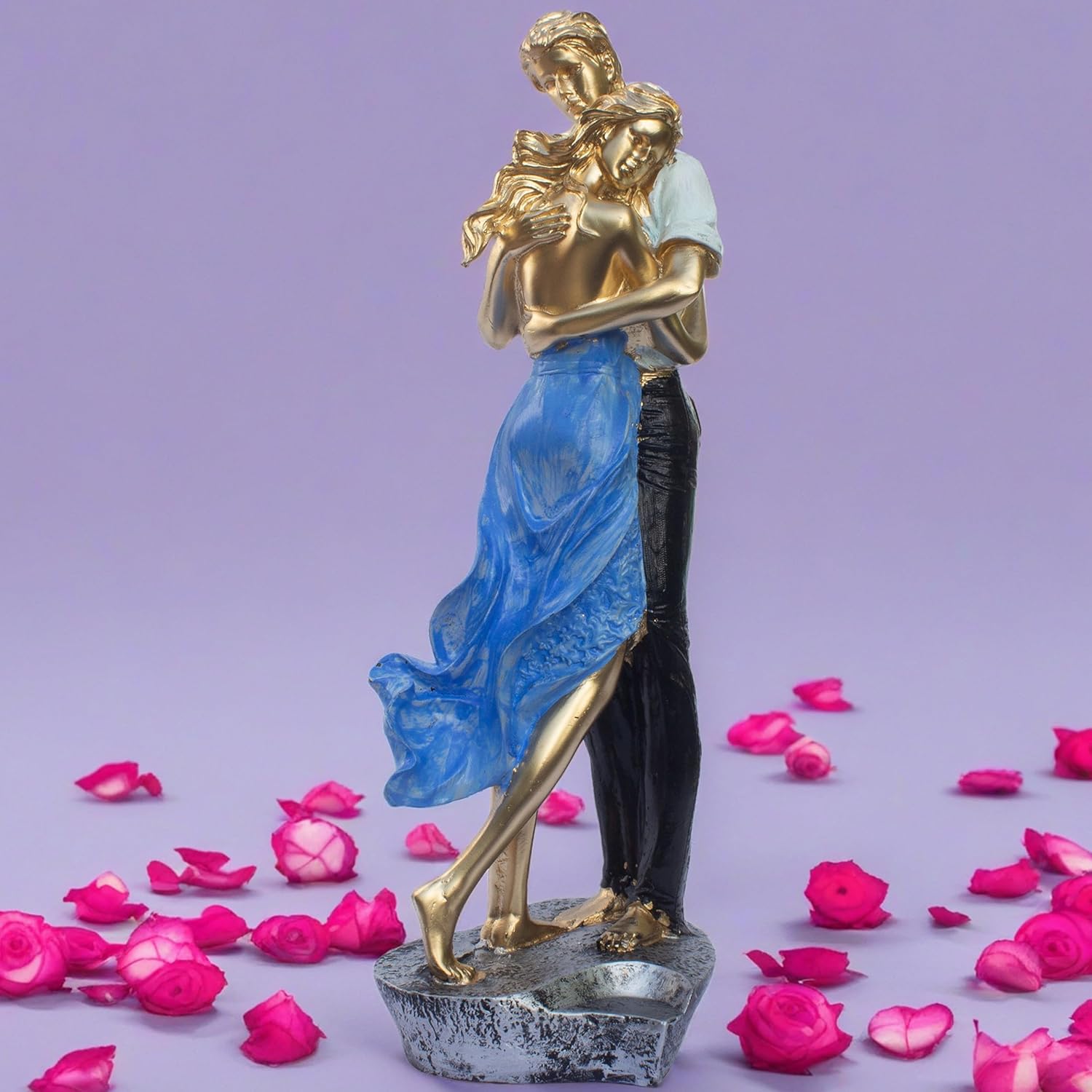 Romantic Embrace Couple Figurine - Hand-Painted Love and Affection Statue Showpiece for Home Decor (Love is Blue) — photo — 5 of 8