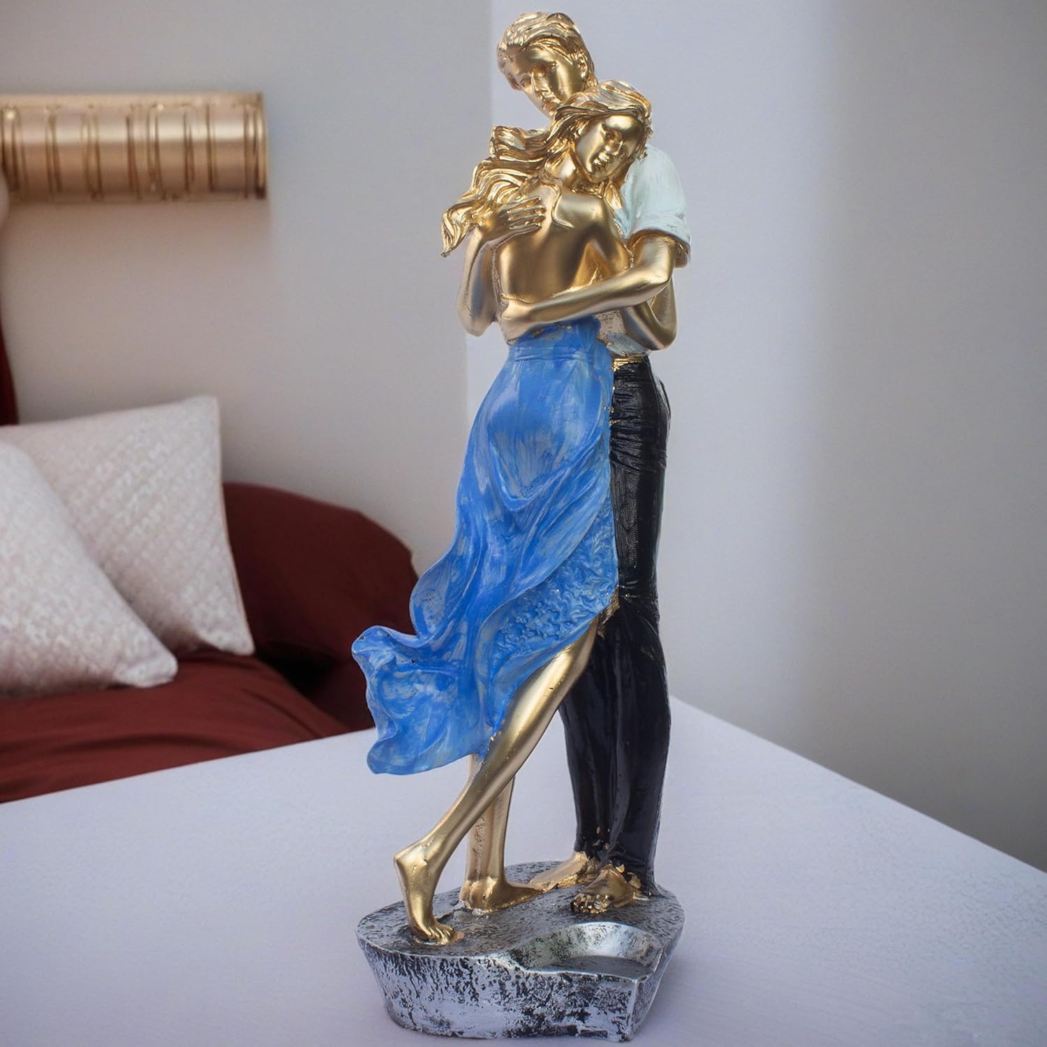 Romantic Embrace Couple Figurine - Hand-Painted Love and Affection Statue Showpiece for Home Decor (Love is Blue) — photo — 2 of 8