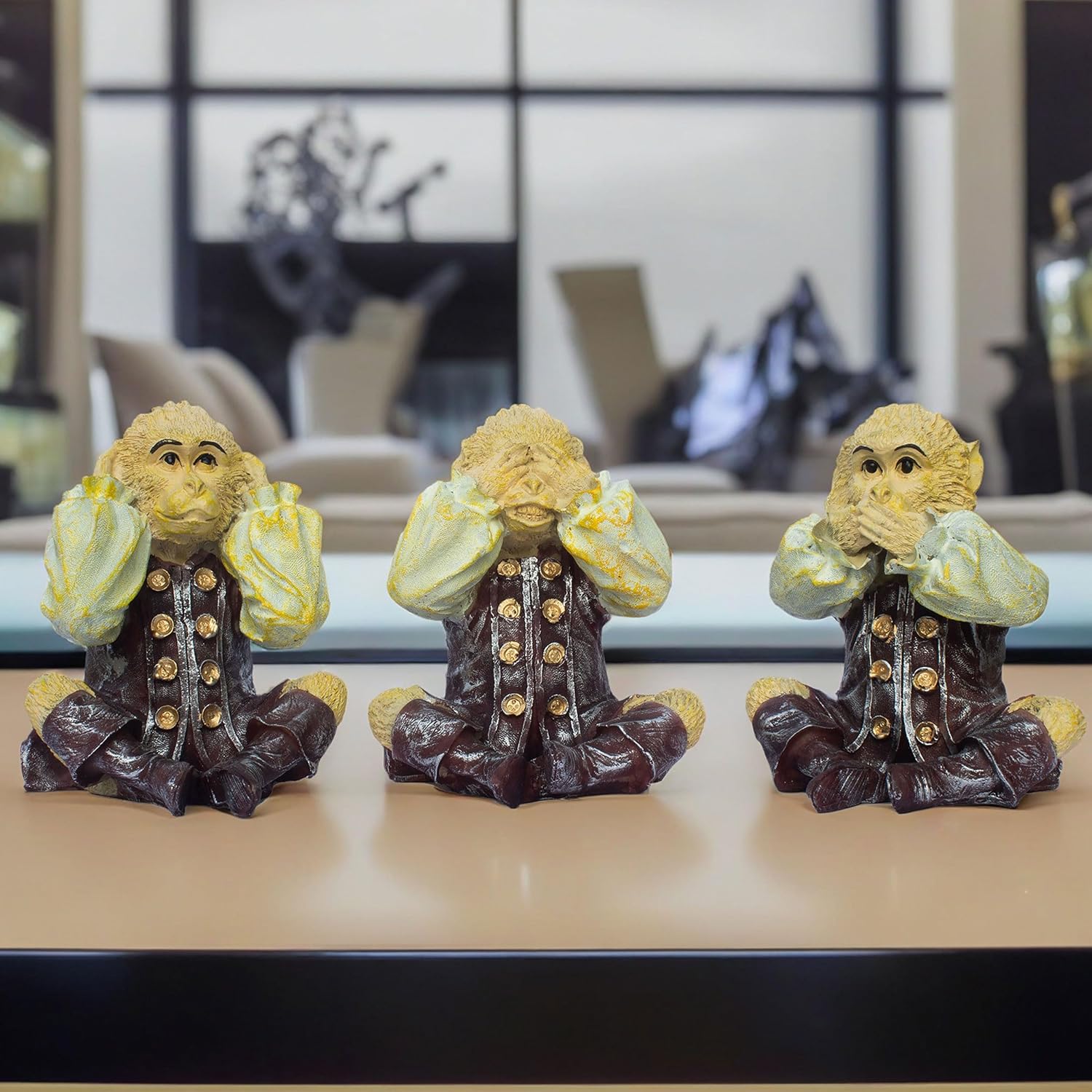 The 3 Monkey Showpiece Set, See, Hear, Speak No Evil Motivational Decor for Home, Living Room, Study Table and Office (Three Monkeys) — photo — 2 of 7