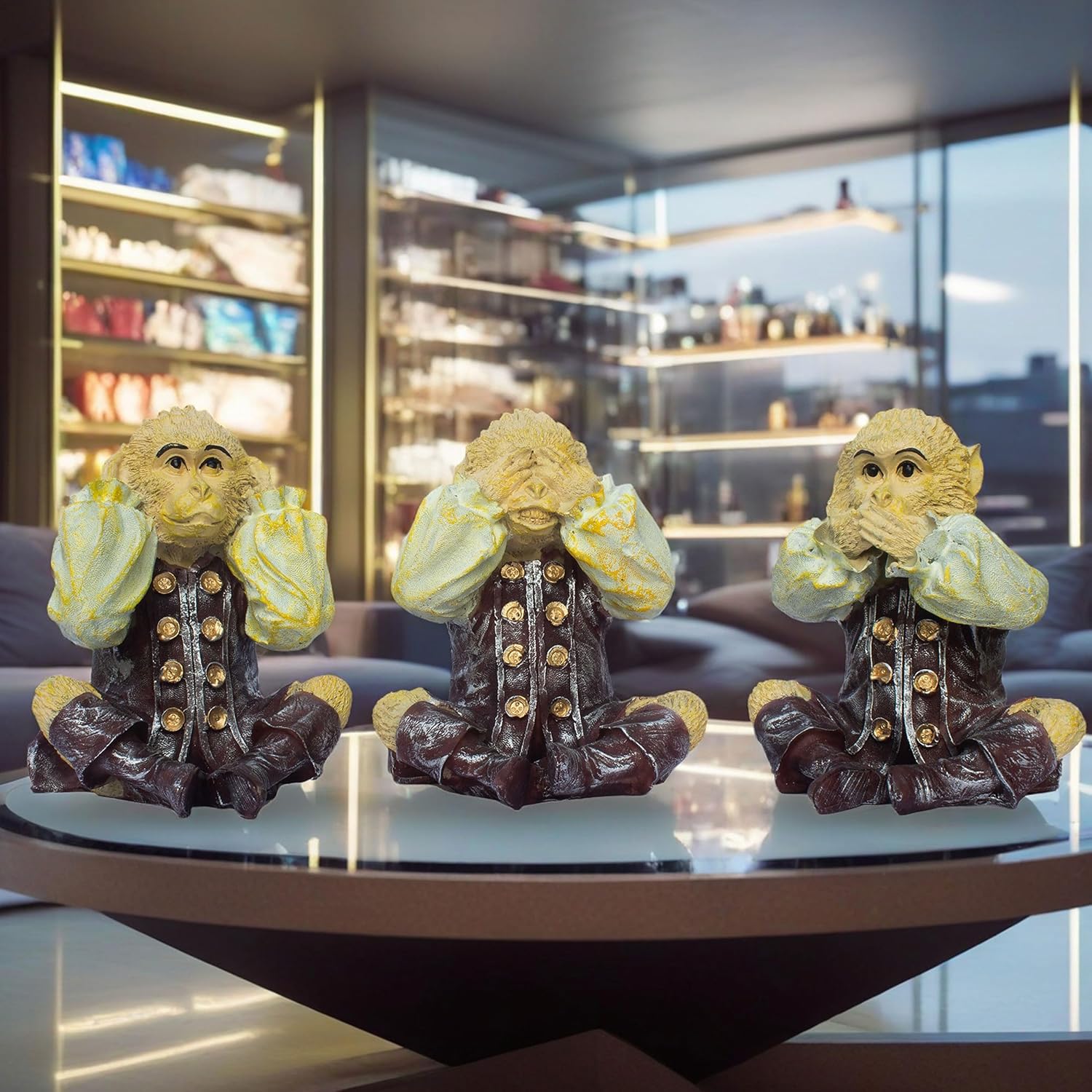 The 3 Monkey Showpiece Set, See, Hear, Speak No Evil Motivational Decor for Home, Living Room, Study Table and Office (Three Monkeys) — photo — 3 of 7
