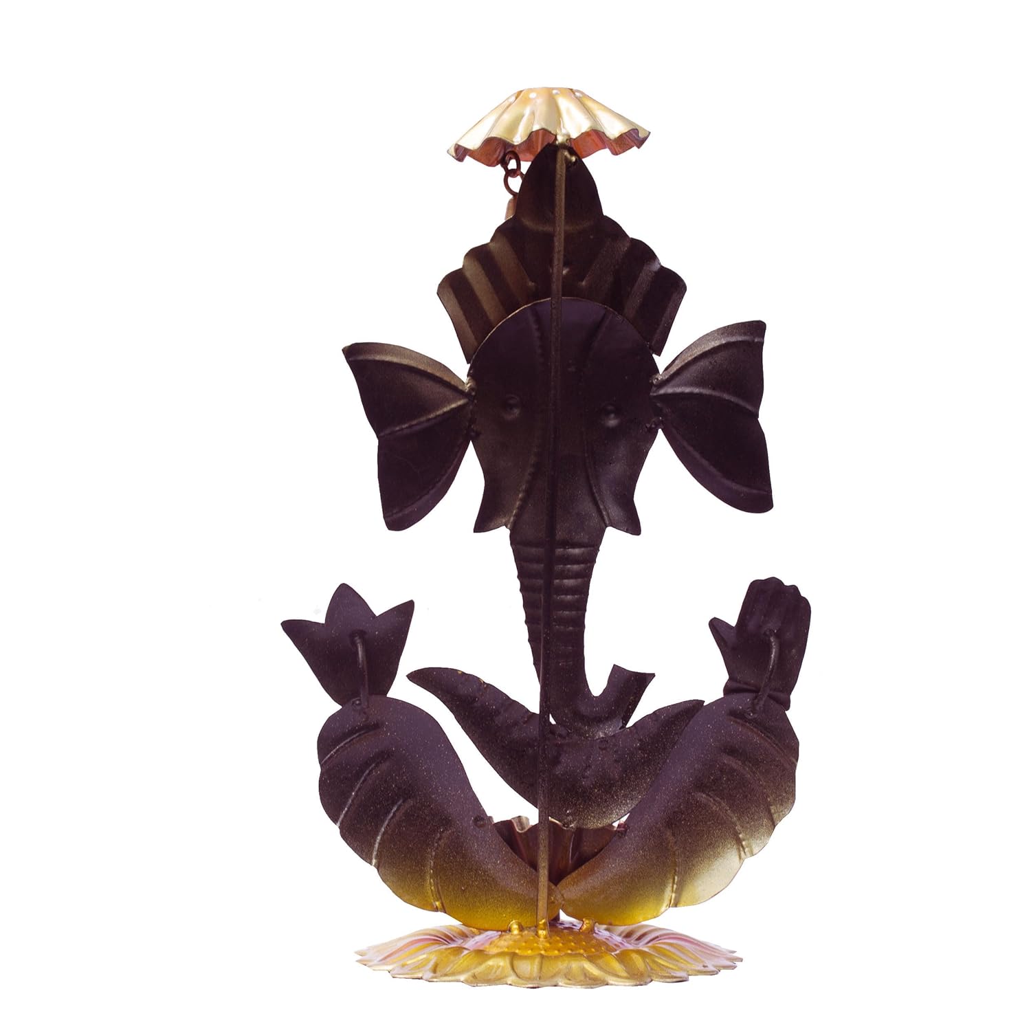 Ganesh Ghanti Diya TeaLight Candle Holder Tabletop Figurine Vibrant Metal Ganpati Statue with Mukut Showpiece for Living Room Home Decor, Home Temple, Diwali Gift (Ghanti Ganesh-NM) — photo — 8 of 9