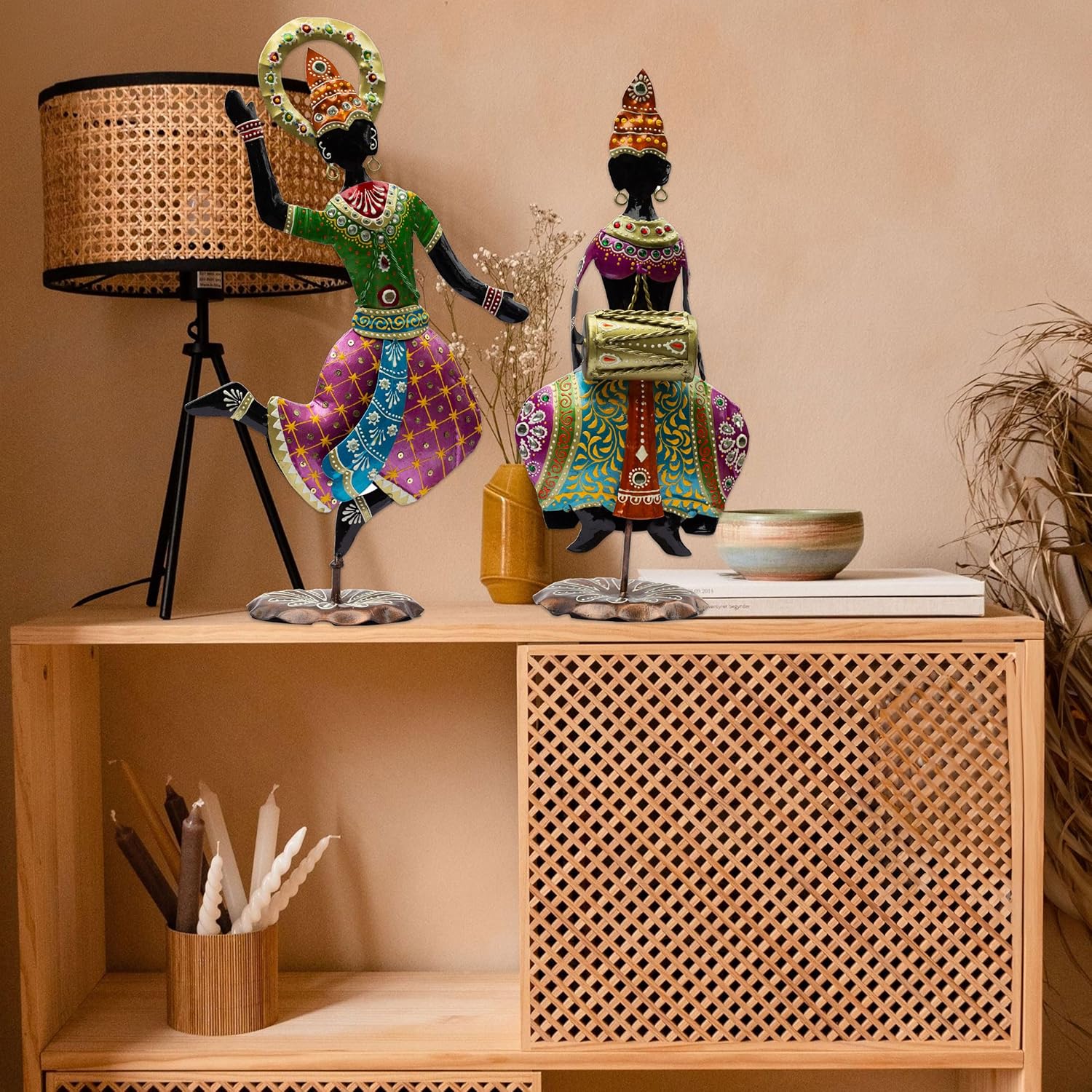 Exquisite Handcrafted Antique Dancer Figurines – Traditional Indian Folk Dance Showpieces for Elegant Home Decor and Cultural Gifts (Bharatnatyam) — photo — 3 of 7