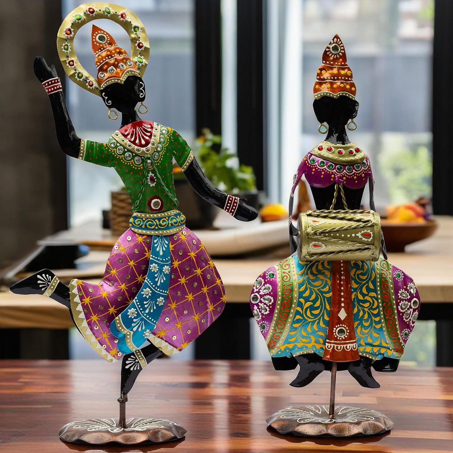 Exquisite Handcrafted Antique Dancer Figurines – Traditional Indian Folk Dance Showpieces for Elegant Home Decor and Cultural Gifts (Bharatnatyam) — photo — 2 of 7