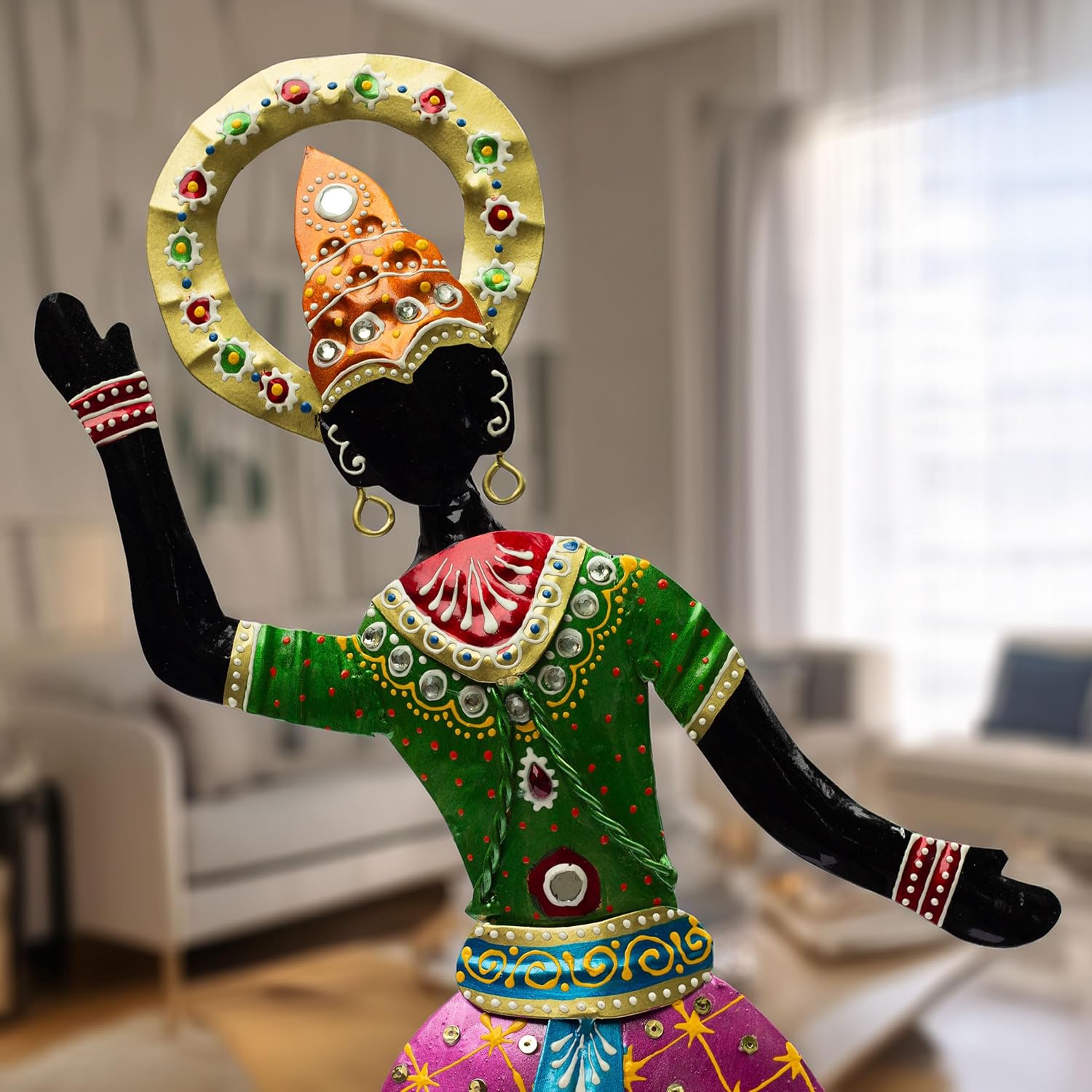 Exquisite Handcrafted Antique Dancer Figurines – Traditional Indian Folk Dance Showpieces for Elegant Home Decor and Cultural Gifts (Bharatnatyam) — photo — 6 of 7