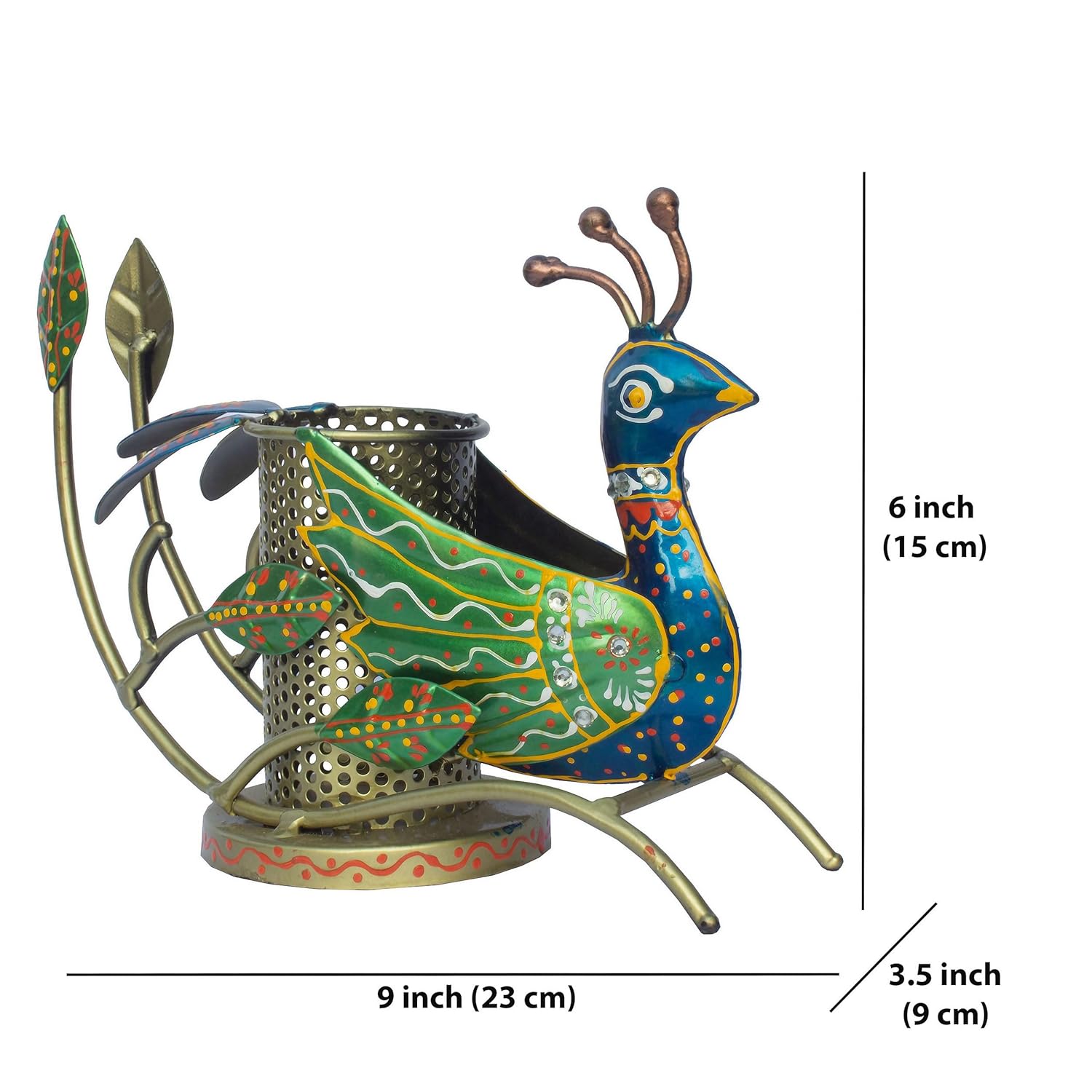 Pen Holder Pencil Stationery Organiser Office Supplies Holder for Work Desk, Study Table, Living Room Showpiece Decor (Peacock) — photo — 7 of 7