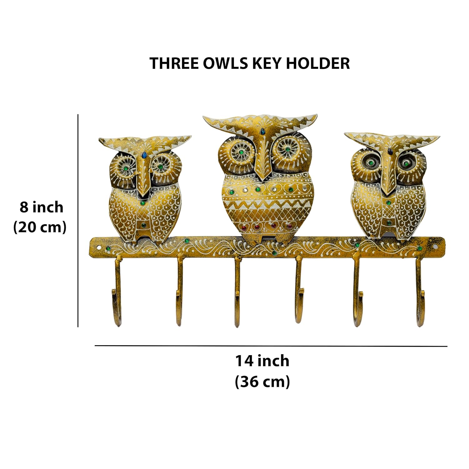 Owl-Themed 6 Key Chain Holder - Heavy Metal Wall-Mounted Key Organizer - Home & Outdoor Décor Key Rack Large Sturdy Key Slots - Easy to Hang, Perfect for Entrance Doorway, Living Room (Owl) — photo — 5 of 8