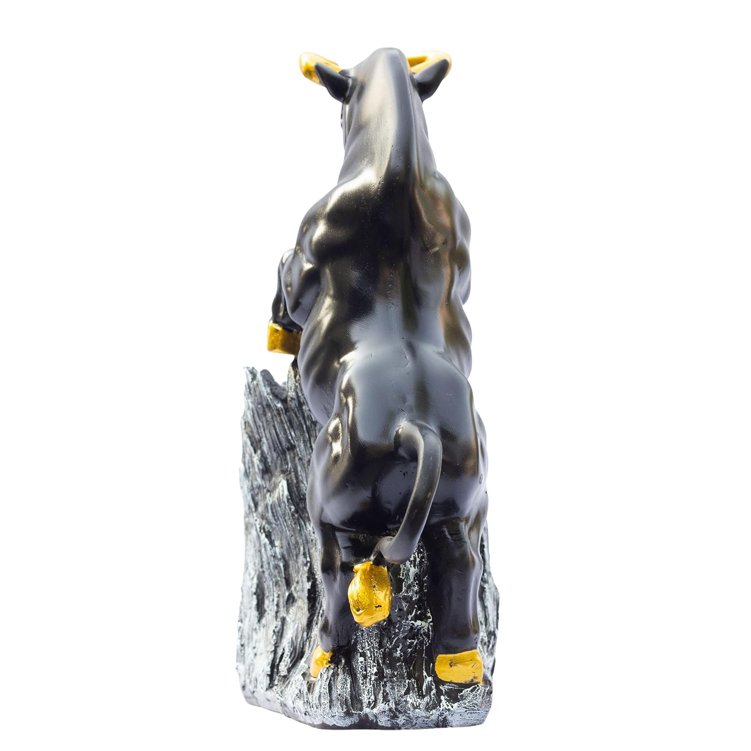 Roaring Bull Showpiece Figurine – 10x3x10 Inch Abstract Animal Decor for Home Office – Black Resin Sculpture with Golden Accents – Housewarming Birthdays and Special Occasions (The Bull) — photo — 9 of 9