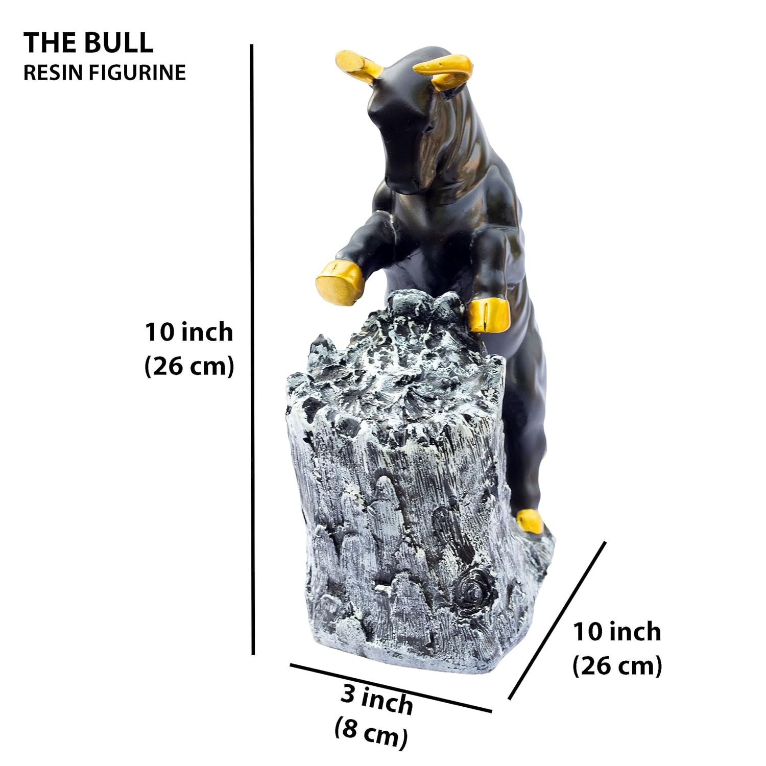 Roaring Bull Showpiece Figurine – 10x3x10 Inch Abstract Animal Decor for Home Office – Black Resin Sculpture with Golden Accents – Housewarming Birthdays and Special Occasions (The Bull) — photo — 4 of 9