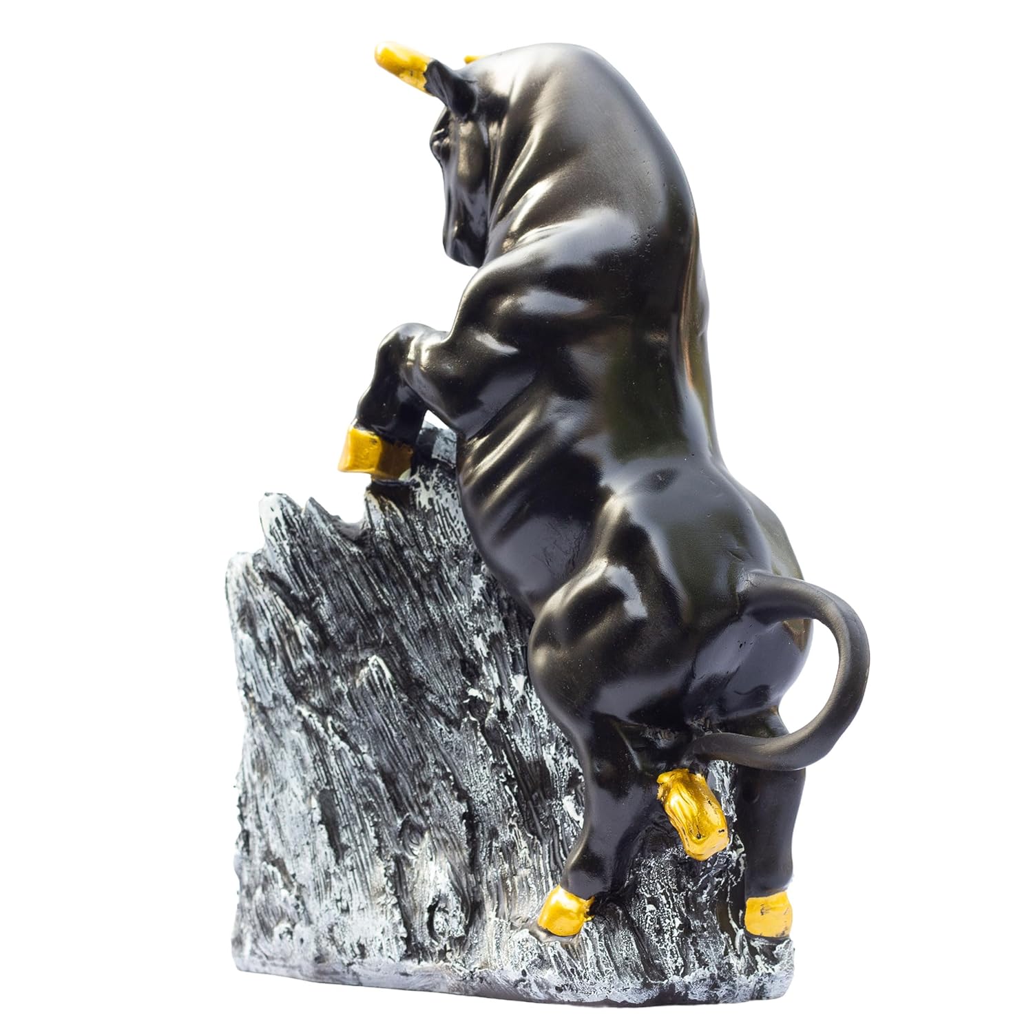 Roaring Bull Showpiece Figurine – 10x3x10 Inch Abstract Animal Decor for Home Office – Black Resin Sculpture with Golden Accents – Housewarming Birthdays and Special Occasions (The Bull) — photo — 8 of 9
