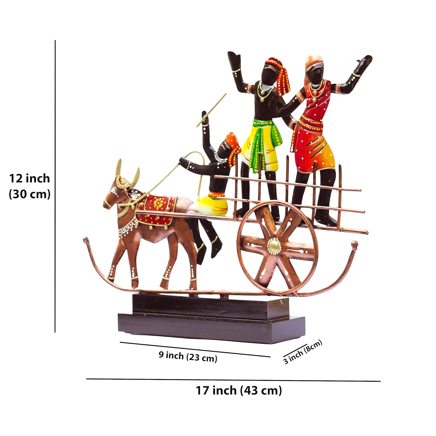 Handcrafted Ethnic Tribal Bullock Cart Showpiece - 17x12 Inch Tribal Home Décor with Wooden Base for Housewarming, Anniversaries, Weddings, and Corporate Events (Bullock Cart) — photo — 5 of 8