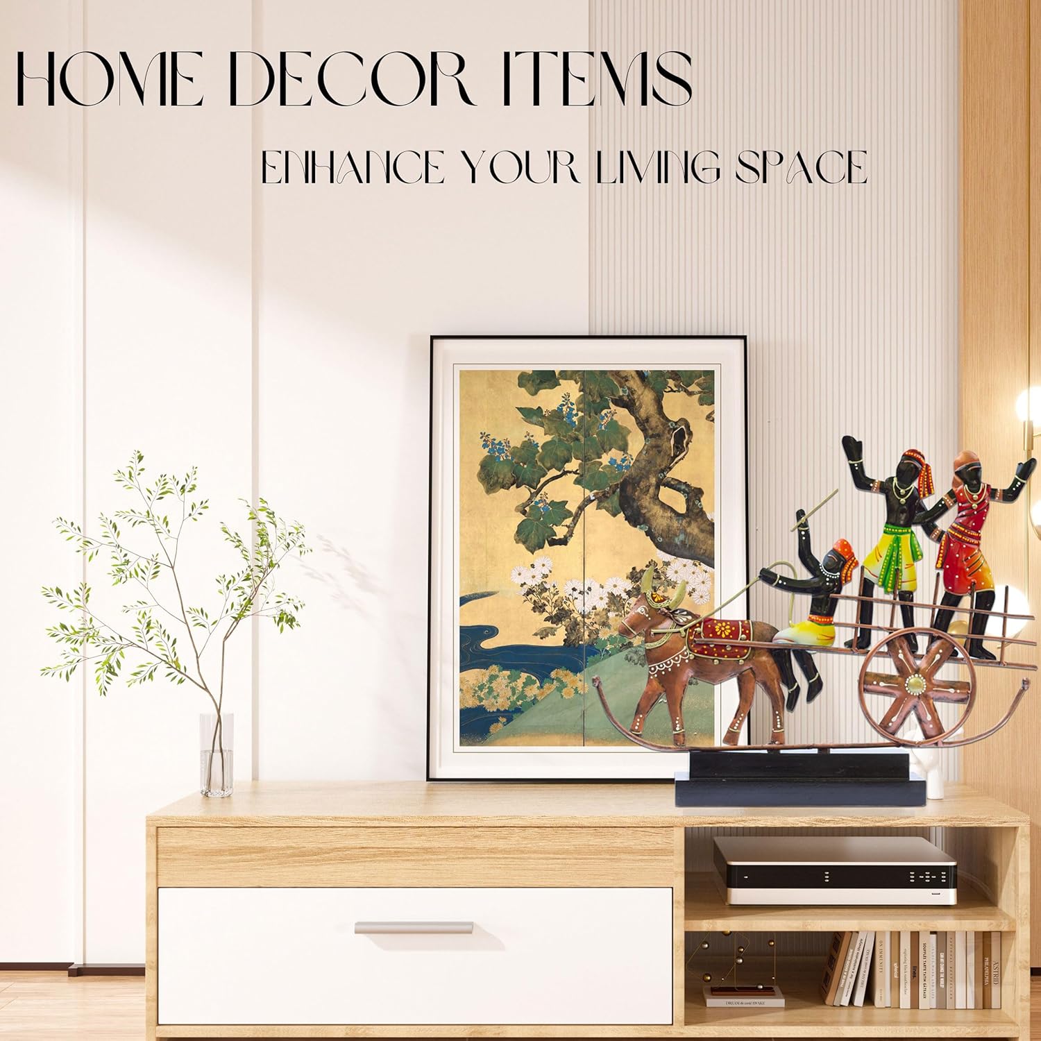 Handcrafted Ethnic Tribal Bullock Cart Showpiece - 17x12 Inch Tribal Home Décor with Wooden Base for Housewarming, Anniversaries, Weddings, and Corporate Events (Bullock Cart) — photo — 4 of 8