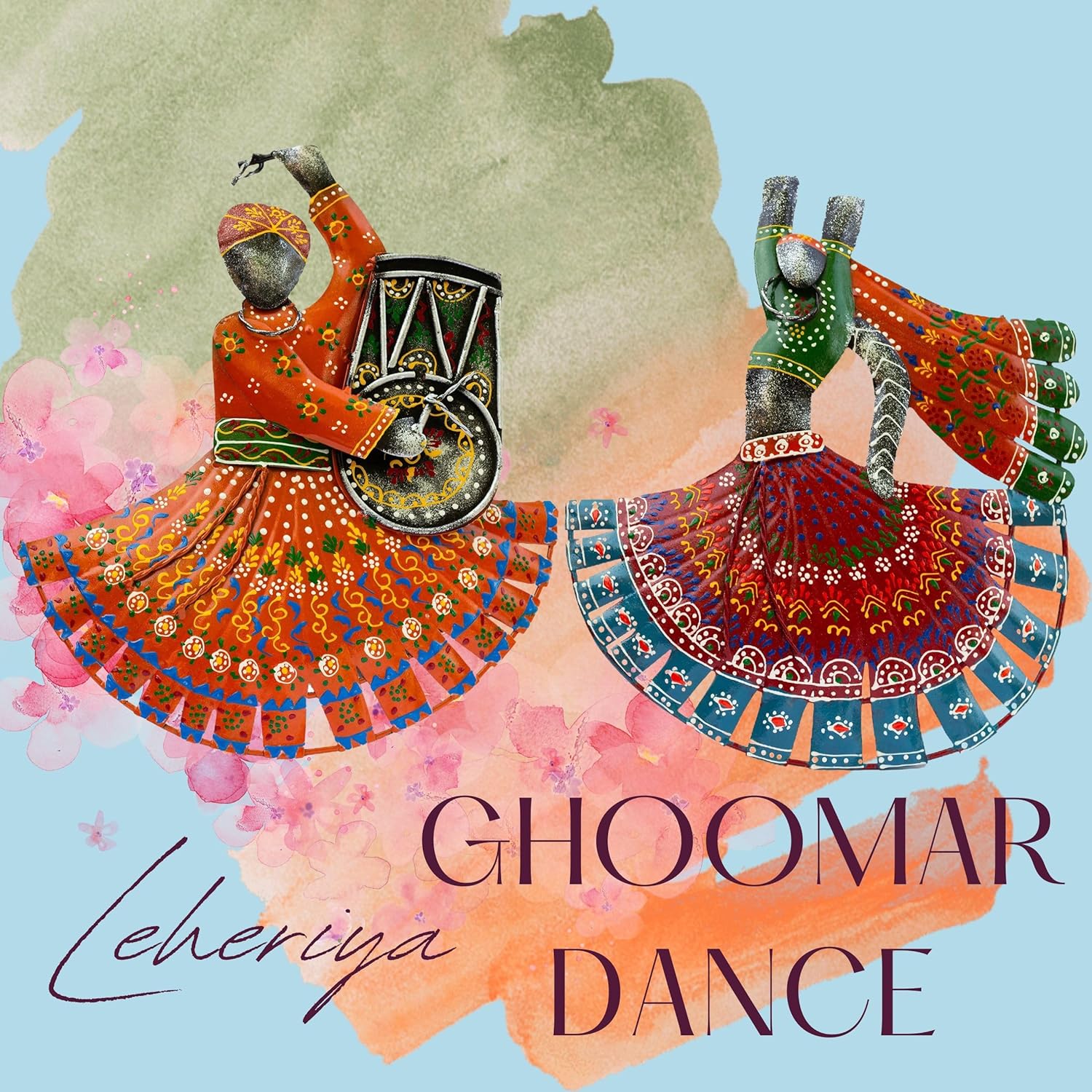 Handcrafted Ghoomar Dancer Wall Decor Metal Showpieces – Traditional Handpainted Art for Living Room, Bedroom, Office – for Housewarming, Festivals, Weddings – 12x14 inch (Lehariya Dancers) — photo — 2 of 9