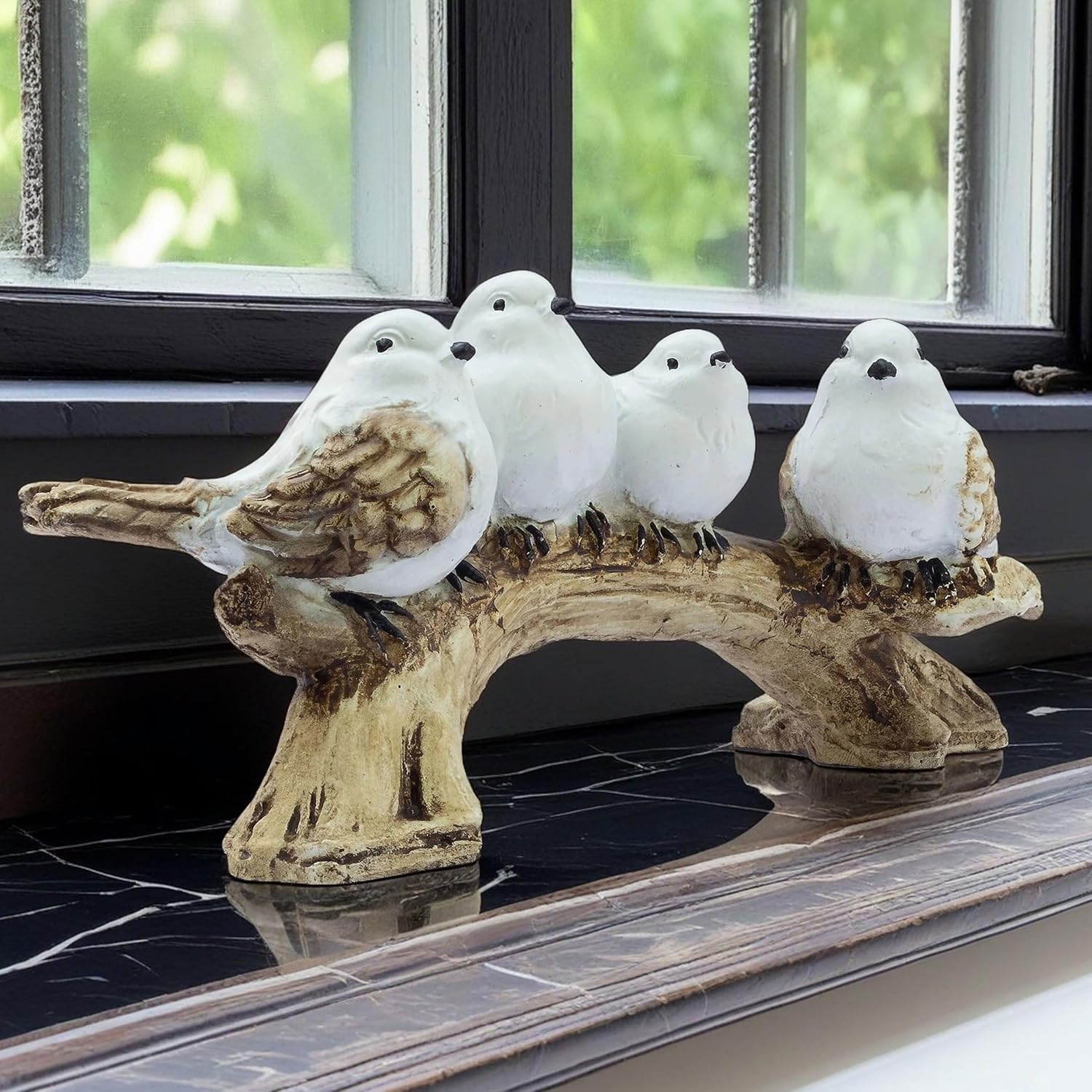 Adorable 4 Birds on a Branch Statue - 9" x 4" Charming Polyresin Home Decor, Bird Lovers Gift, Miniature Tabletop Figurine — photo — 5 of 8