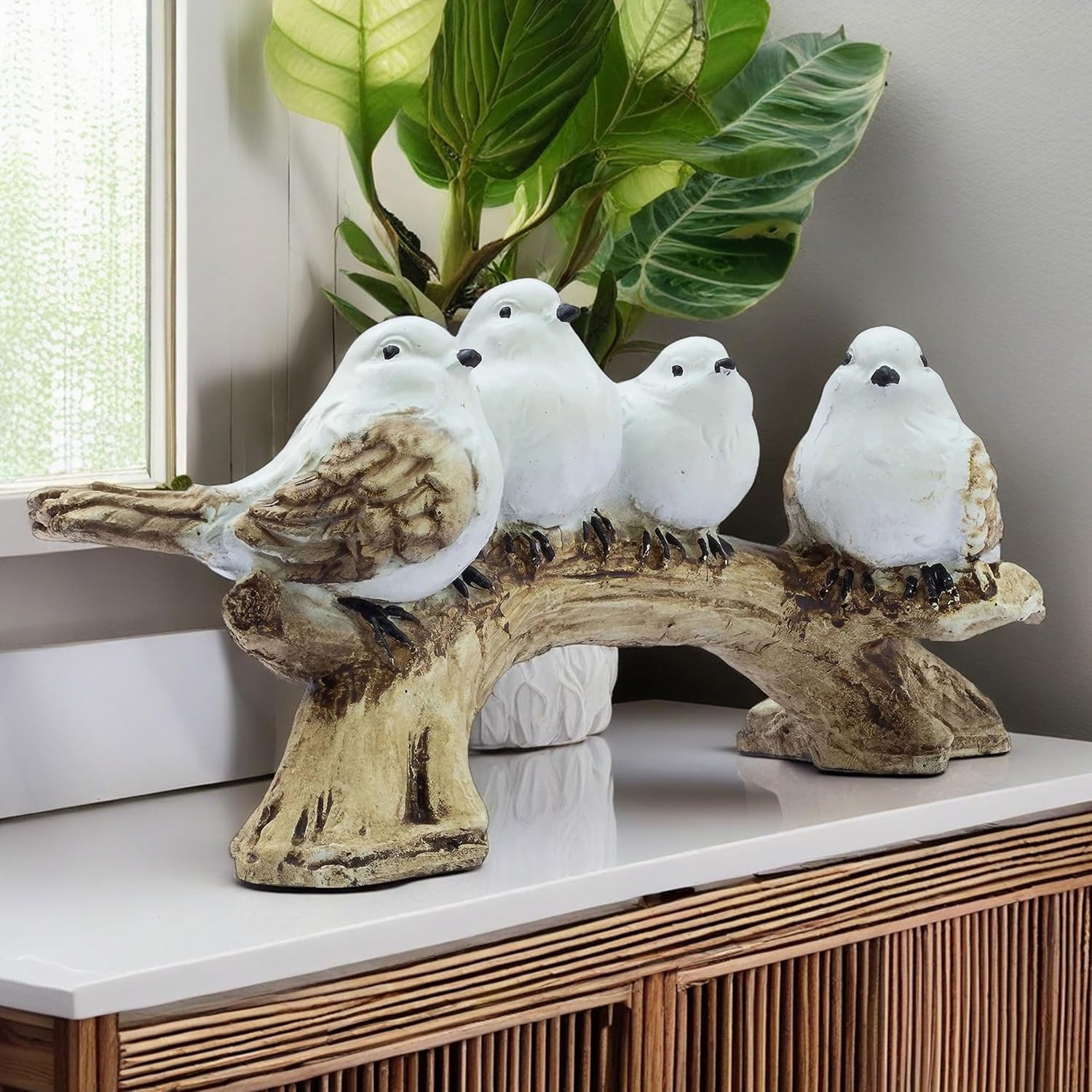 Adorable 4 Birds on a Branch Statue - 9" x 4" Charming Polyresin Home Decor, Bird Lovers Gift, Miniature Tabletop Figurine — photo — 8 of 8