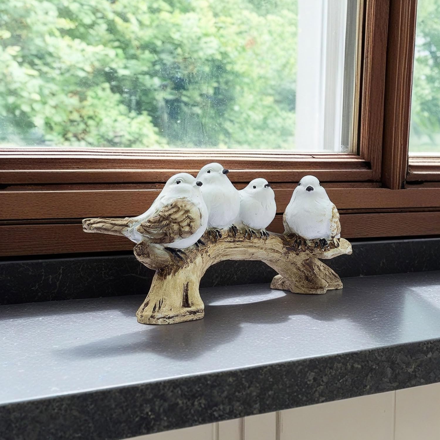 Adorable 4 Birds on a Branch Statue - 9" x 4" Charming Polyresin Home Decor, Bird Lovers Gift, Miniature Tabletop Figurine — photo — 3 of 8