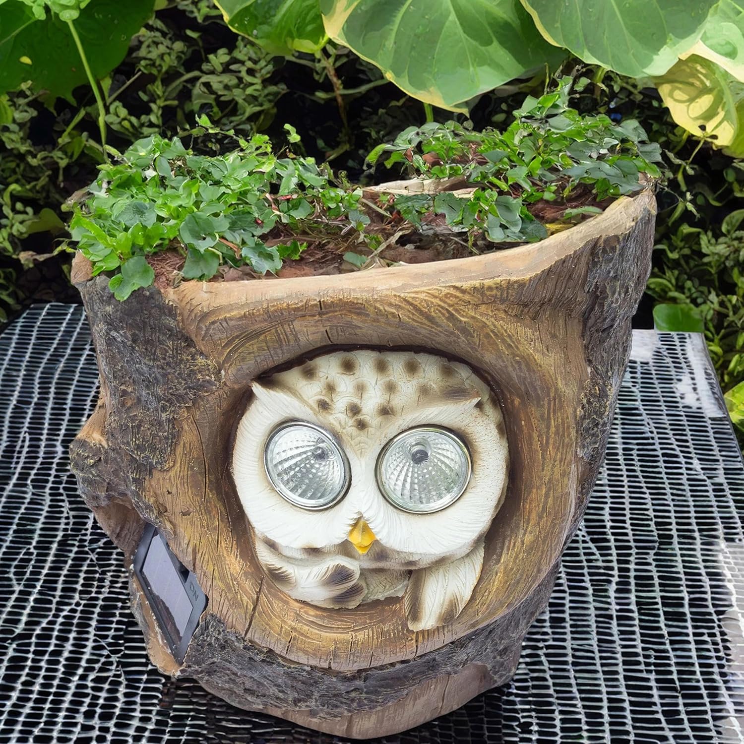 Solar-Powered Owl 6" Flower Pot – Indoor/Outdoor Plant Holder with LED Eyes, Weather-Resistant Decorative Showpiece for Garden, Patio, Tree Branch, Succulent Planter, Unique Gift (Owl) — photo — 3 of 8