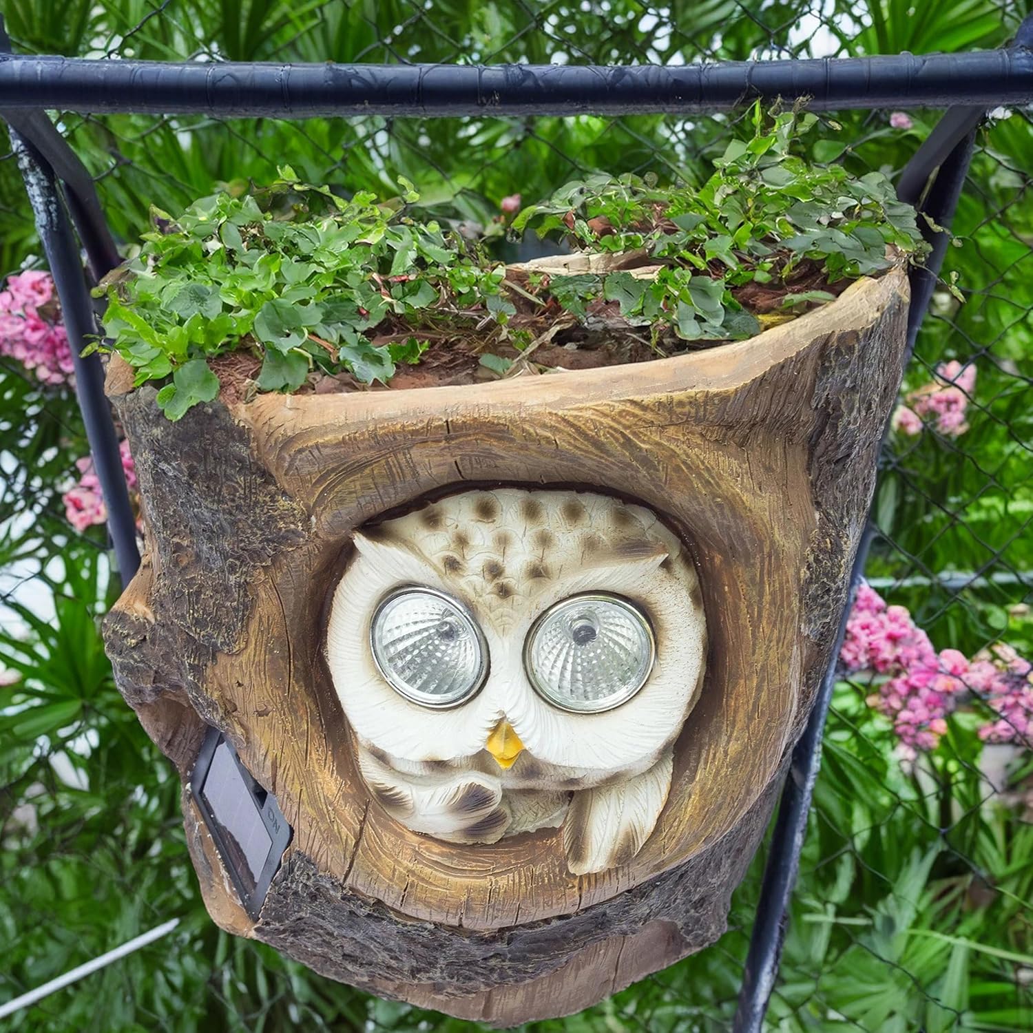 Solar-Powered Owl 6" Flower Pot – Indoor/Outdoor Plant Holder with LED Eyes, Weather-Resistant Decorative Showpiece for Garden, Patio, Tree Branch, Succulent Planter, Unique Gift (Owl) — photo — 2 of 8
