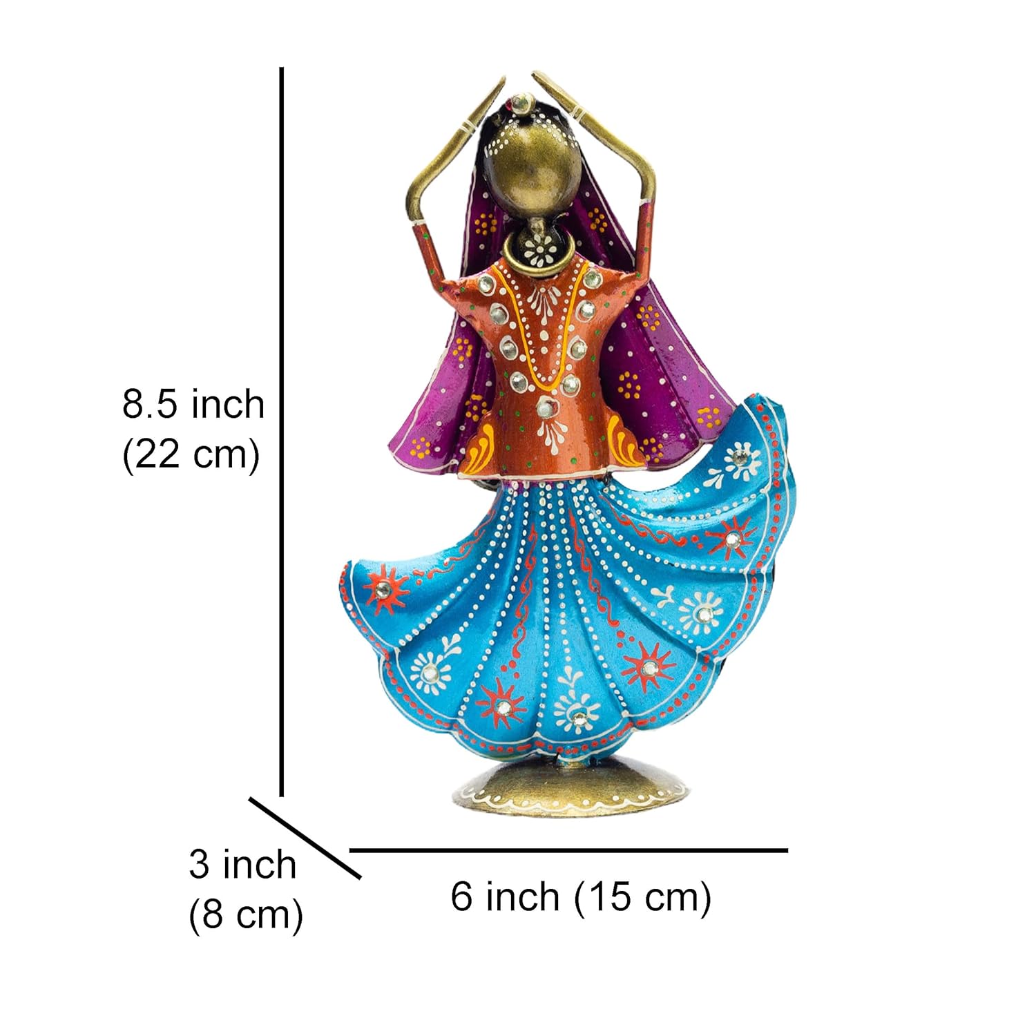 Set of 3 Metal Figurine Dancers Home Decor Item for Living Room, Bedroom, Wedding Festive Housewarming Gift Showpiece Rajasthani Dancing Dolls — photo — 5 of 7