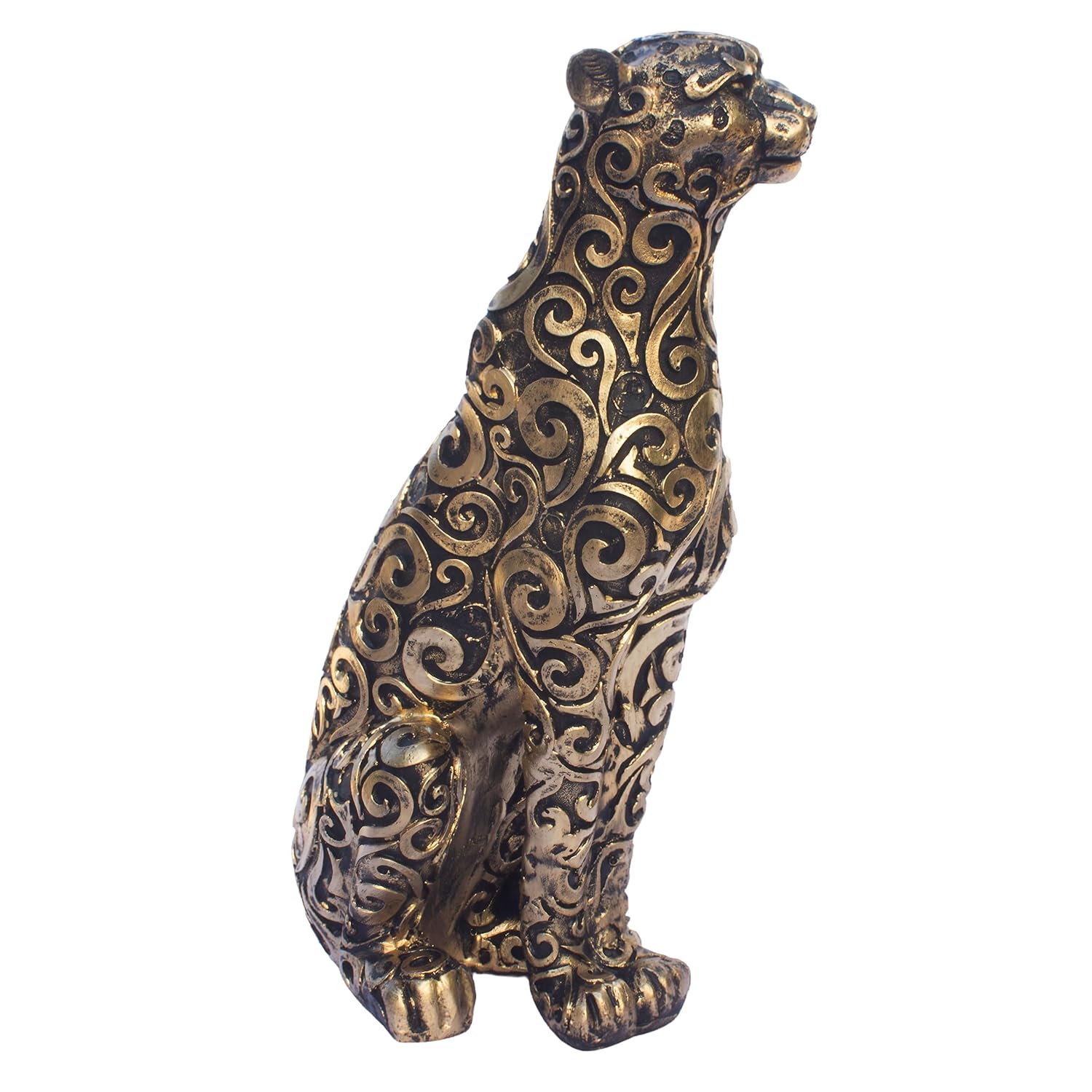 Luxury Leopard Sculpture in Black Resin with Gold Accents | Decorative Animal Statue for Home & Office | Symbolic Wildlife Decor - Strength, Power & Self-Reliance (Sitting Leopard) — photo — 7 of 7