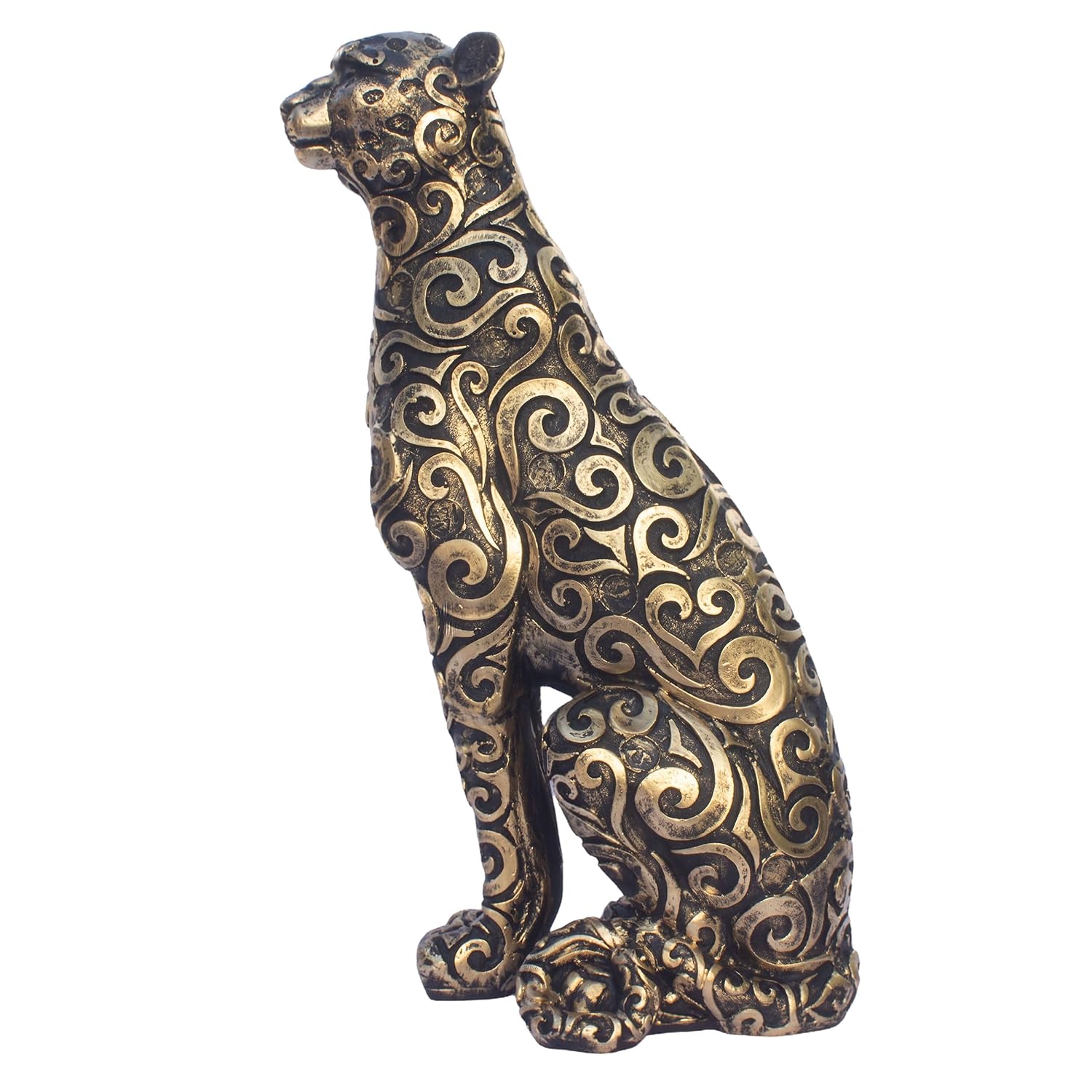 Luxury Leopard Sculpture in Black Resin with Gold Accents | Decorative Animal Statue for Home & Office | Symbolic Wildlife Decor - Strength, Power & Self-Reliance (Sitting Leopard) — photo — 4 of 7