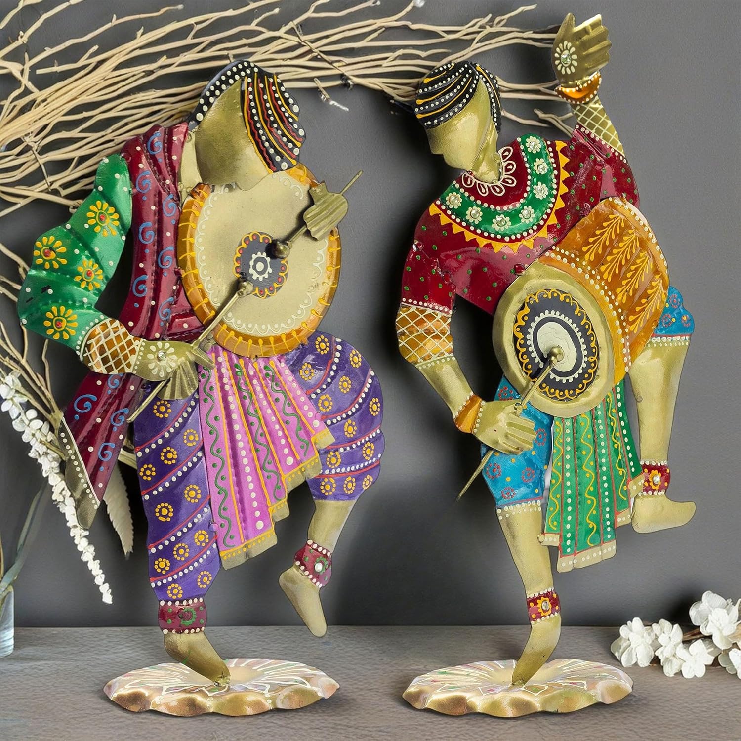 Handcrafted Chang Dancers Iron Metal Showpiece – Vibrant Rajasthani Folk Art Sculpture for Home Décor, 14 Inch — photo — 7 of 7