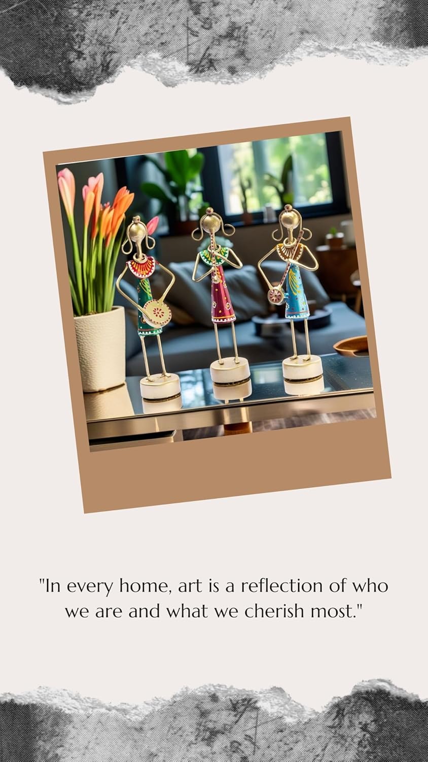 Small Cute 7.5 inch Metal Musician Dolls for Living Room Decor, Tabletop Home Decor Showpiece Item, Housewarming Gift (Lanky Dolls) — photo — 4 of 8