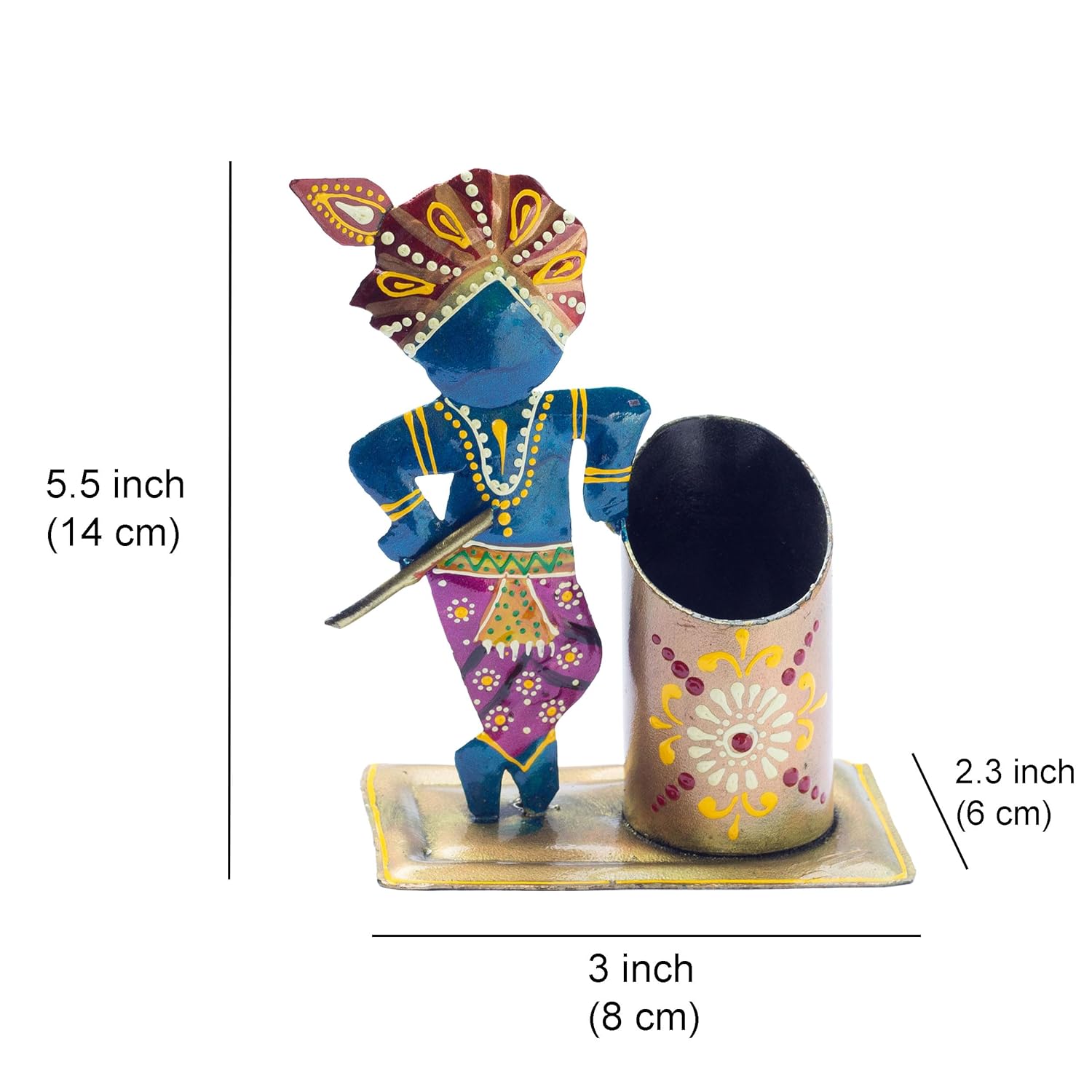 Study Table Office Desk Pen Stationery Holder Decorative Showpiece Pencil Stand for Home, Work Place (Gopala) — photo — 5 of 6