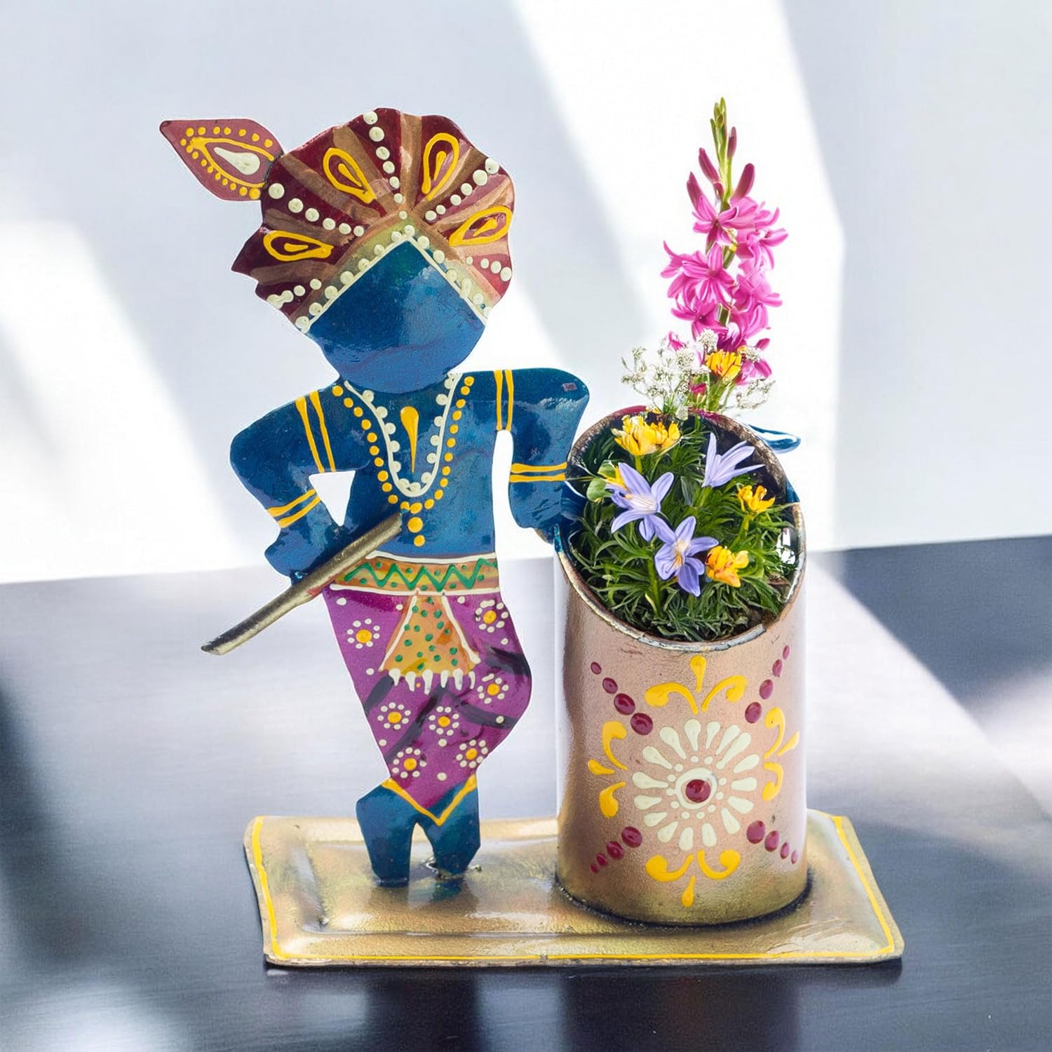 Study Table Office Desk Pen Stationery Holder Decorative Showpiece Pencil Stand for Home, Work Place (Gopala) — photo — 6 of 6