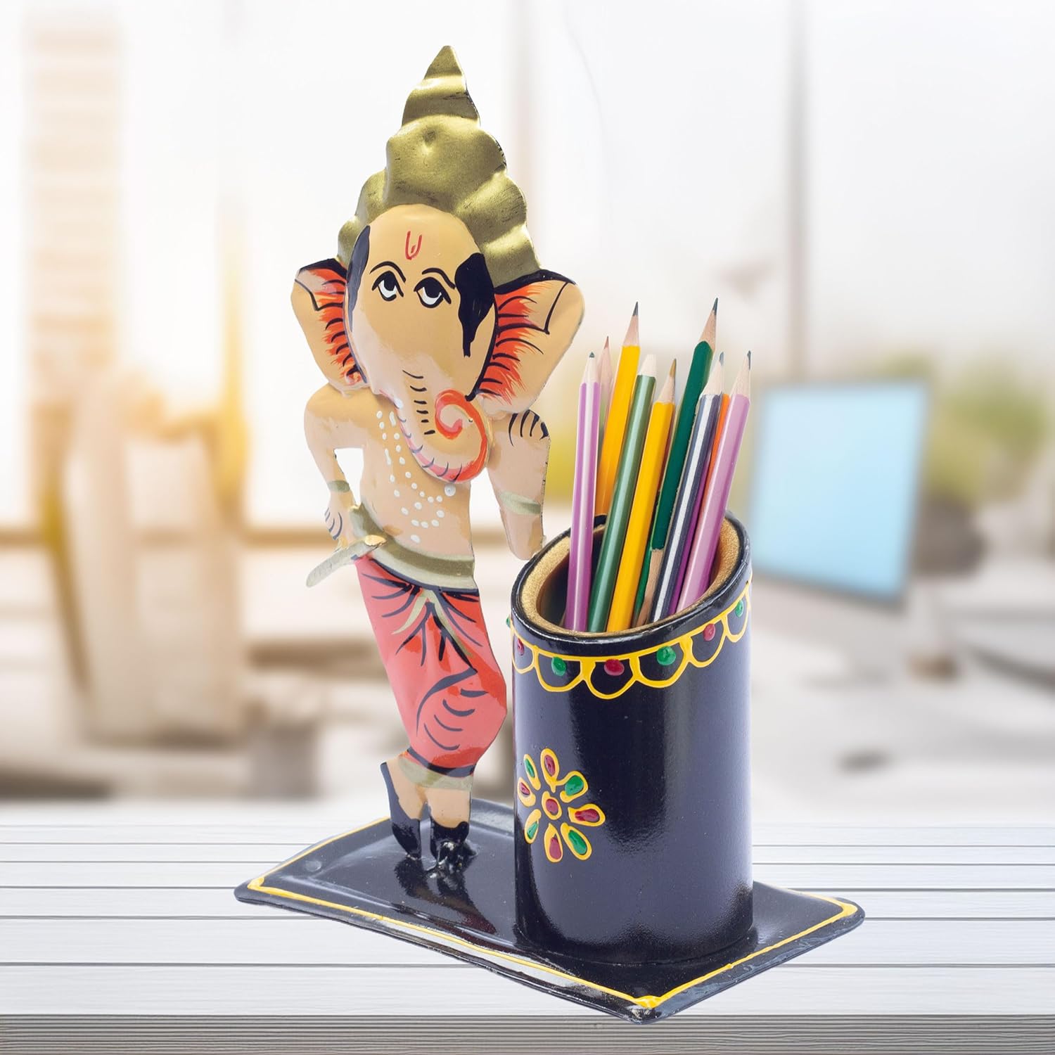 Study Table Office Desk Pen Stationery Holder Decorative Showpiece Pencil Stand for Home, Work Place (Ganesha) — photo — 2 of 7
