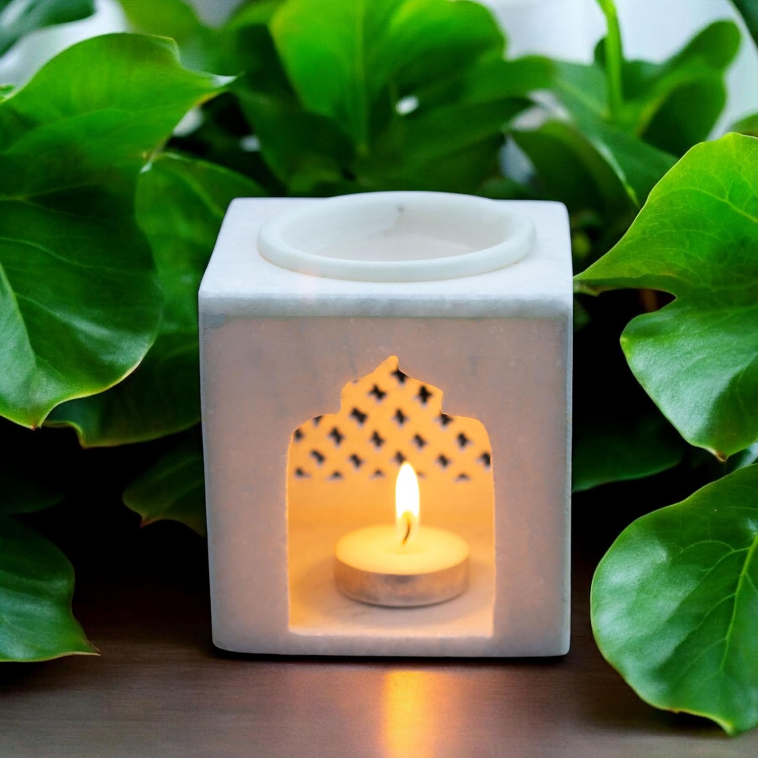 White Marble Aroma Diffuser - Essential Oil Burner, Camphor Fragrance Kapur Dani Vaporizer for Home, Office, Bathroom (White) — photo — 2 of 9