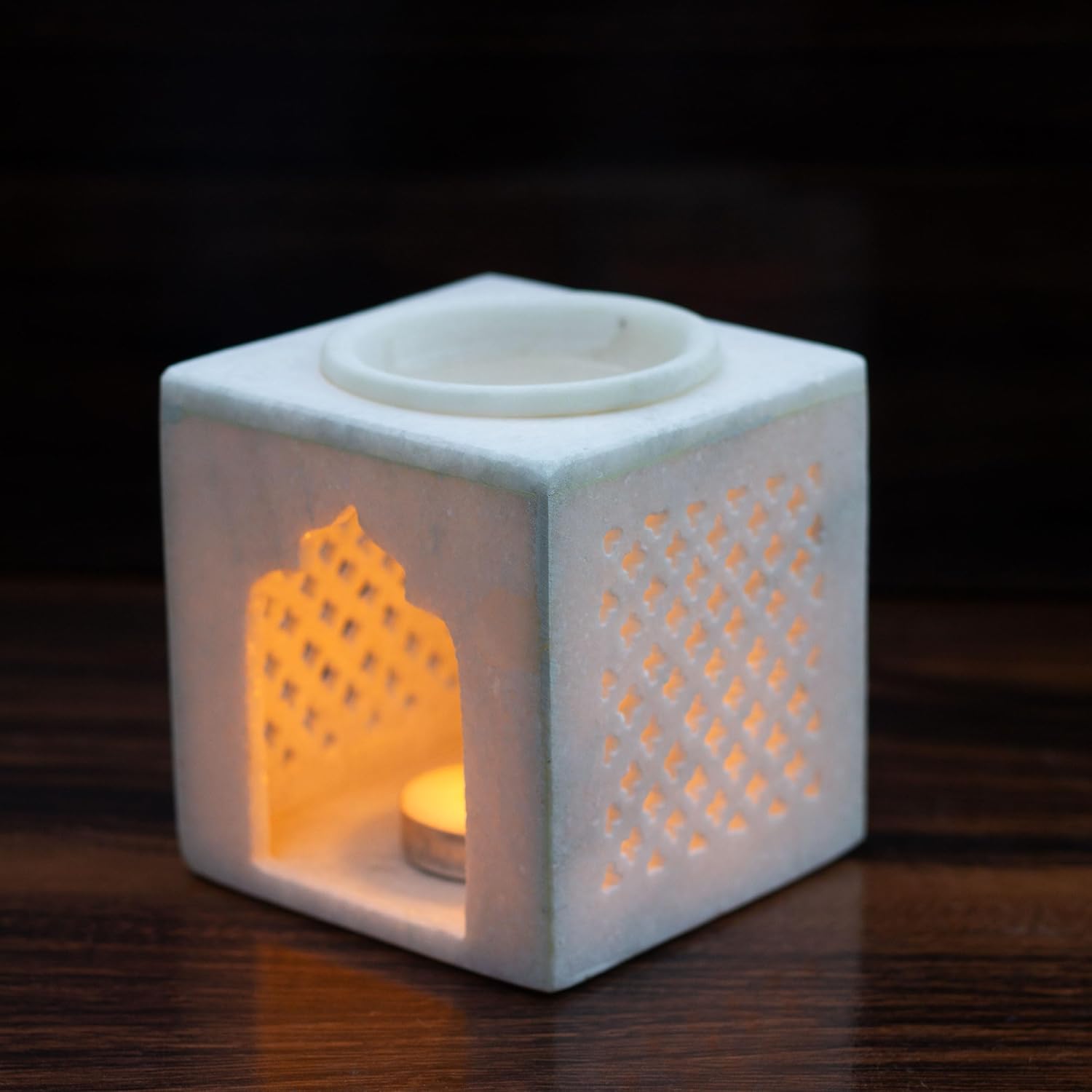 White Marble Aroma Diffuser - Essential Oil Burner, Camphor Fragrance Kapur Dani Vaporizer for Home, Office, Bathroom (White) — photo — 8 of 9